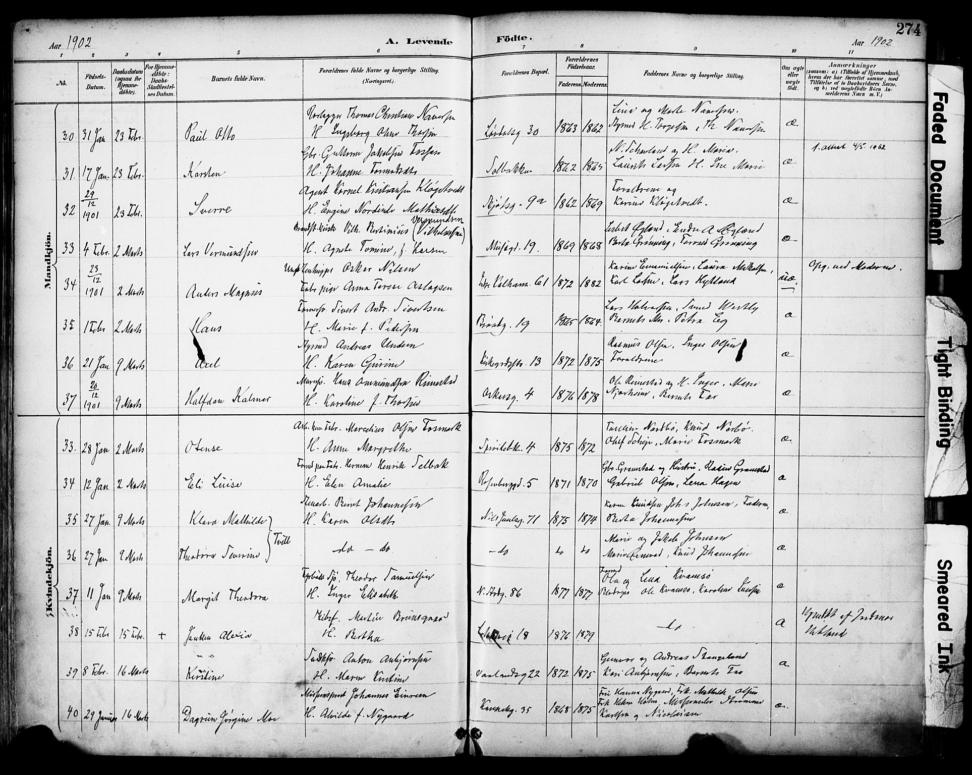 Domkirken sokneprestkontor, AV/SAST-A-101812/001/30/30BA/L0030: Parish register (official) no. A 29, 1889-1902, p. 274