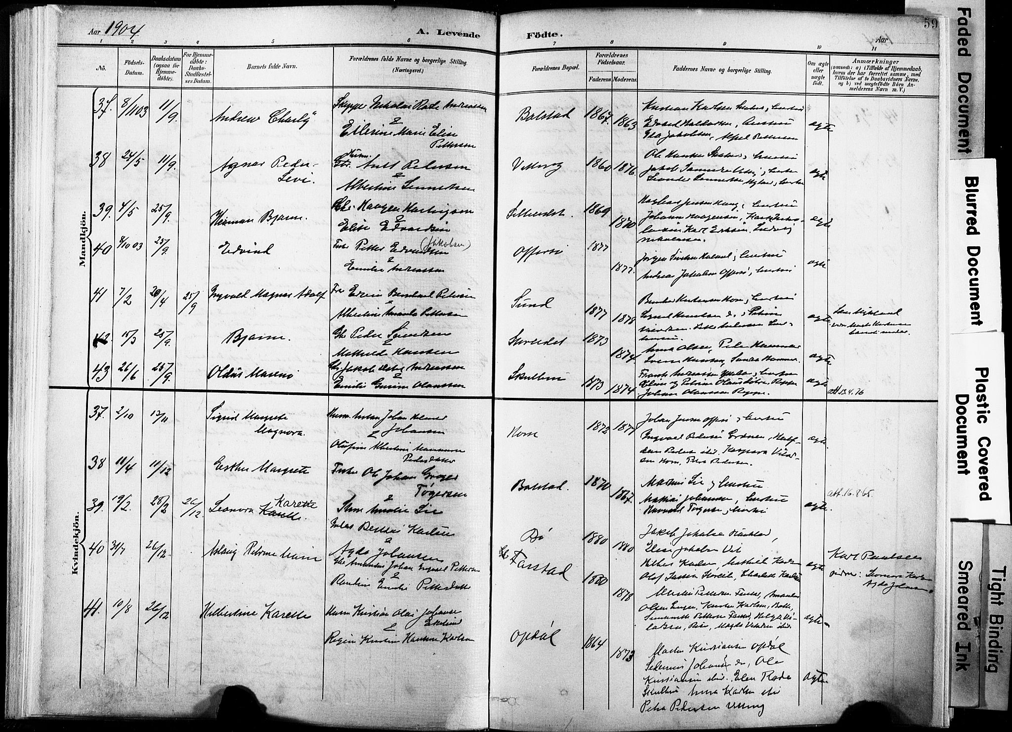 Ministerialprotokoller, klokkerbøker og fødselsregistre - Nordland, AV/SAT-A-1459/881/L1151: Parish register (official) no. 881A04, 1899-1907, p. 59