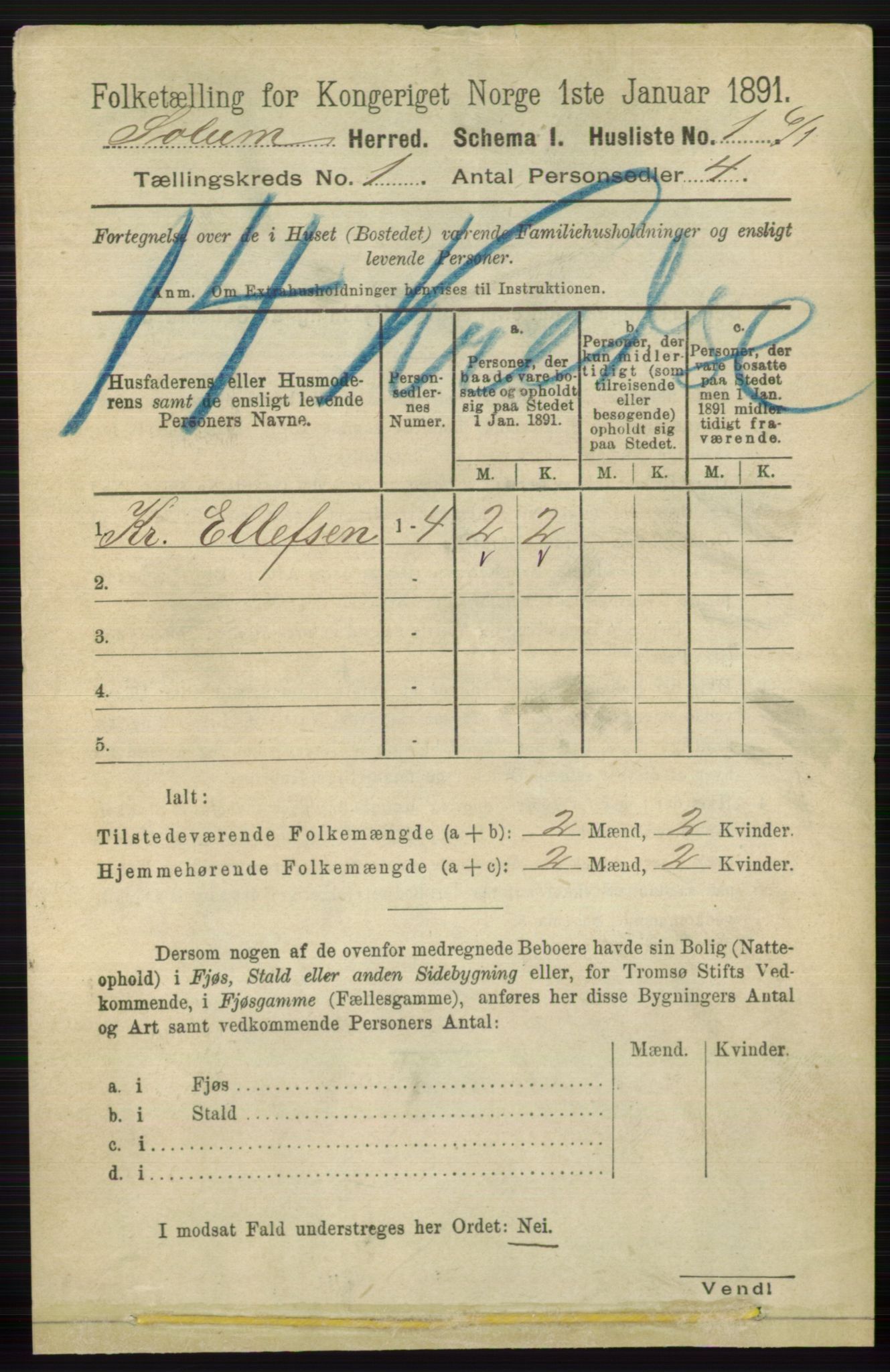 RA, 1891 census for 0818 Solum, 1891, p. 40