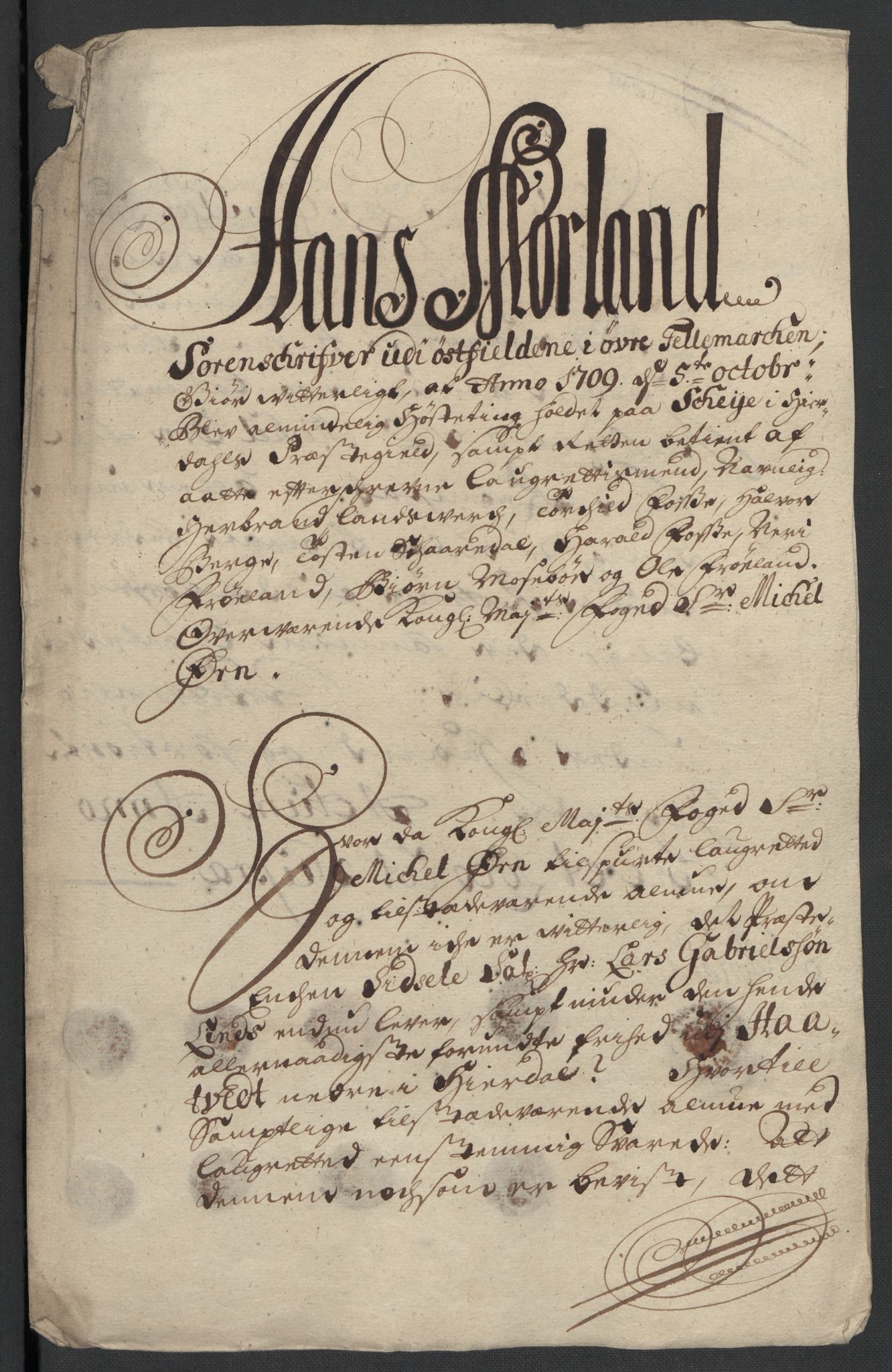 Rentekammeret inntil 1814, Reviderte regnskaper, Fogderegnskap, AV/RA-EA-4092/R36/L2118: Fogderegnskap Øvre og Nedre Telemark og Bamble, 1708-1709, p. 194