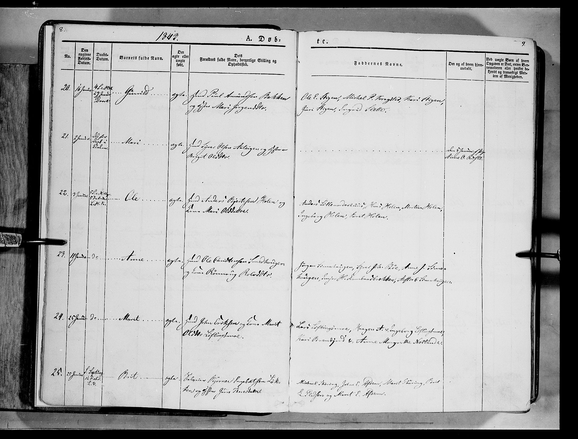 Lesja prestekontor, AV/SAH-PREST-068/H/Ha/Haa/L0006: Parish register (official) no. 6A, 1843-1854, p. 8-9