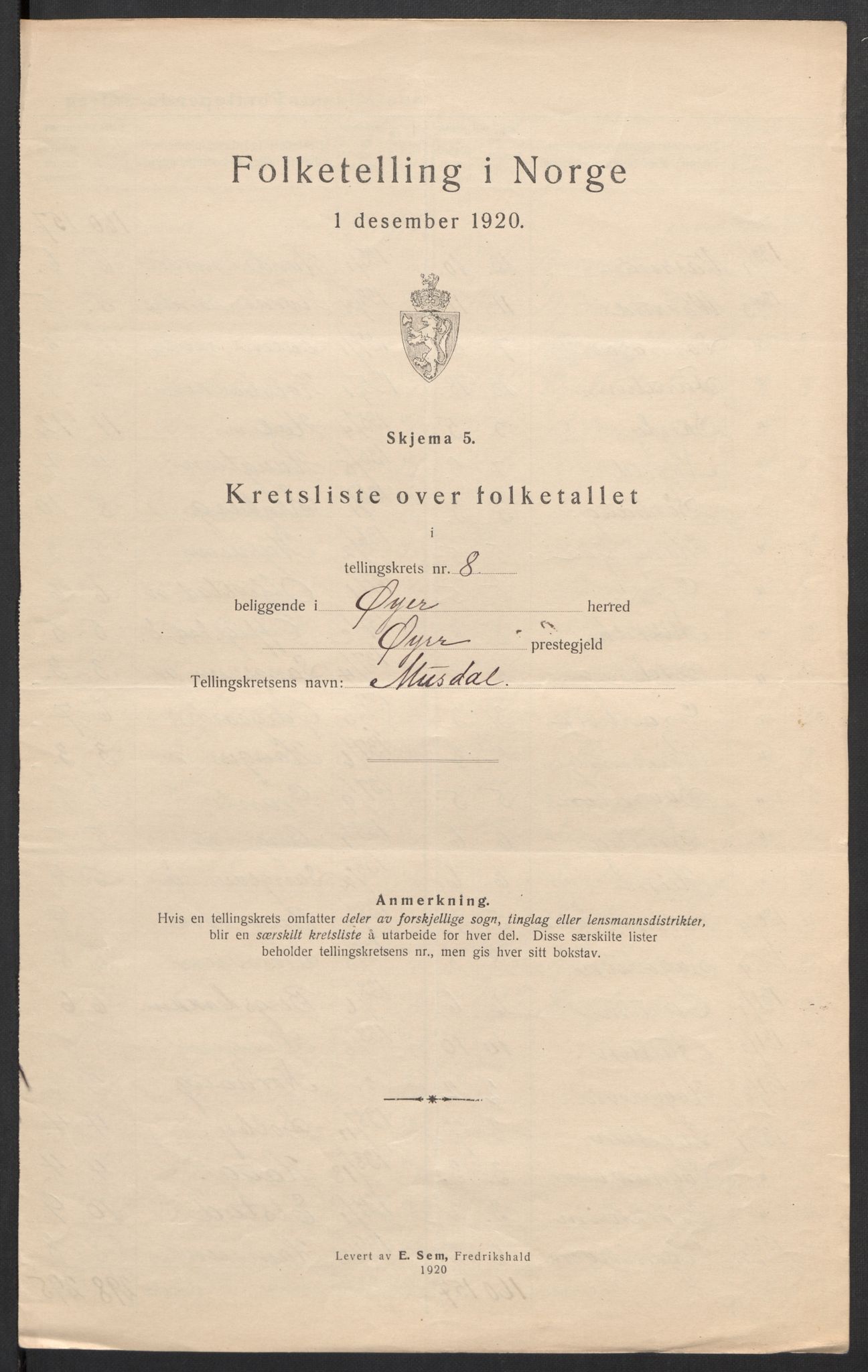 SAH, 1920 census for Øyer, 1920, p. 30