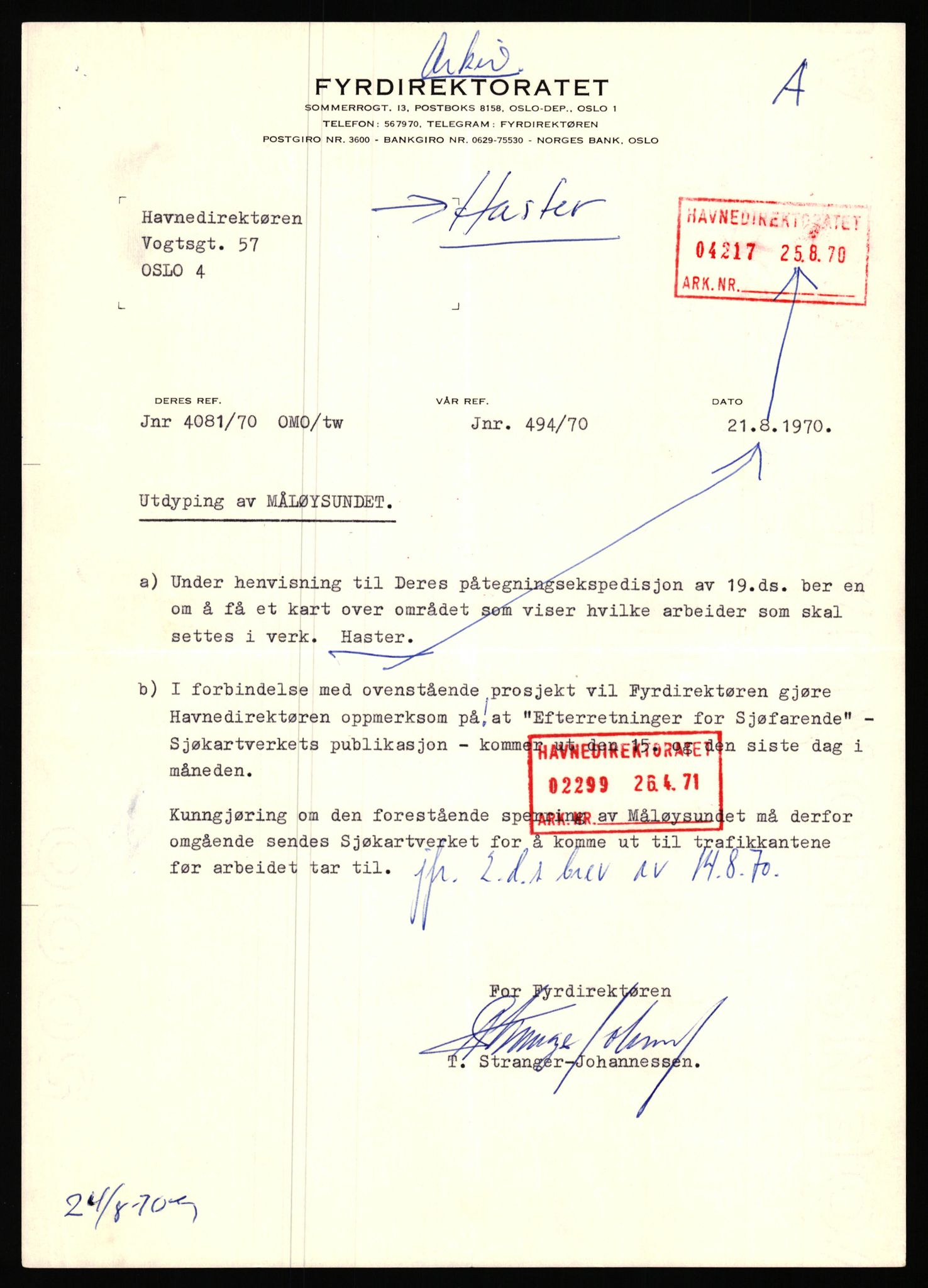 Havnedirektoratet, AV/RA-S-1604/2/D/L0612/0001: 1395 Bruer og vegfylling / 1395 j.nr. 2001-2300/71, 1971, p. 163