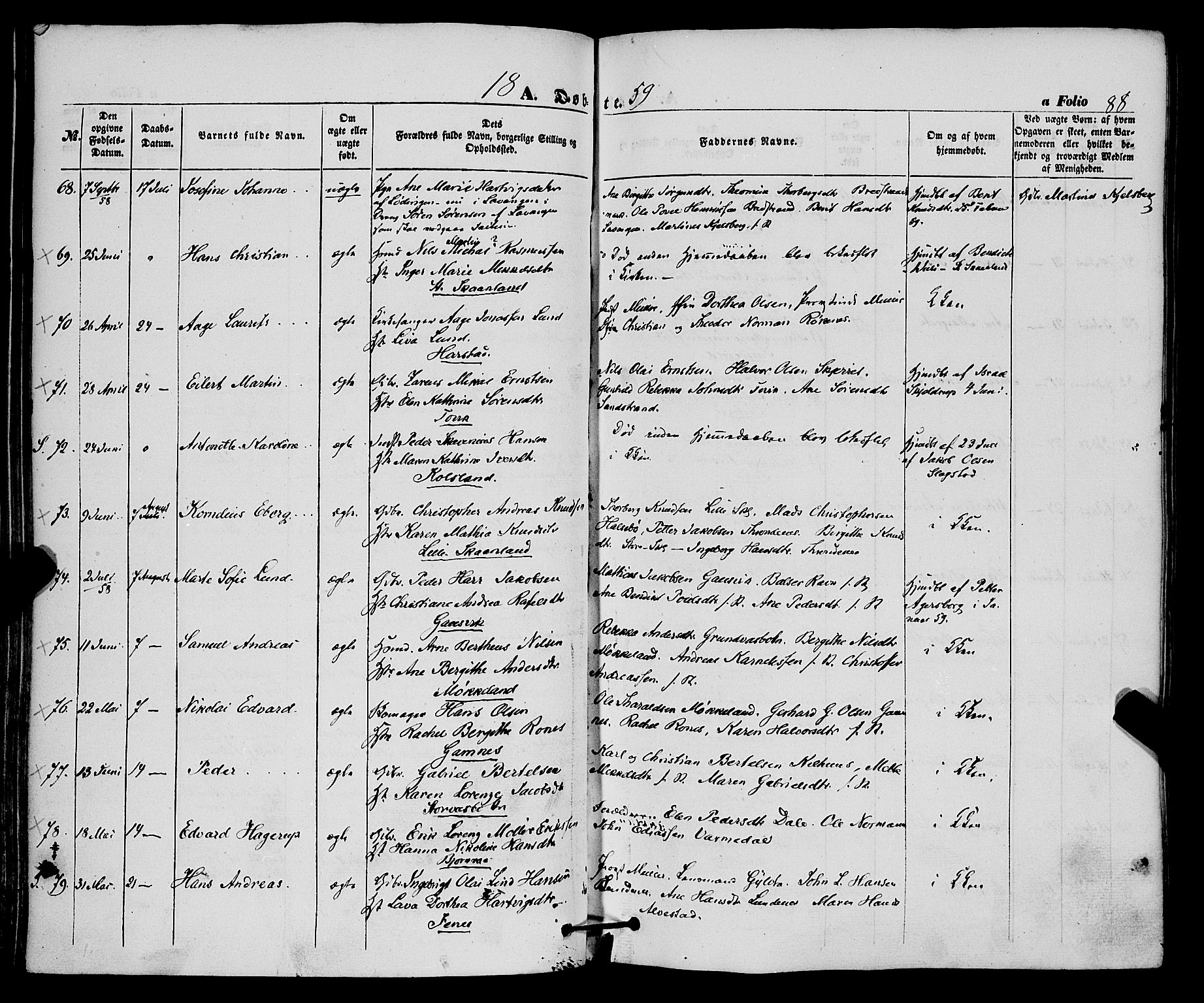 Trondenes sokneprestkontor, SATØ/S-1319/H/Ha/L0011kirke: Parish register (official) no. 11, 1853-1862, p. 88