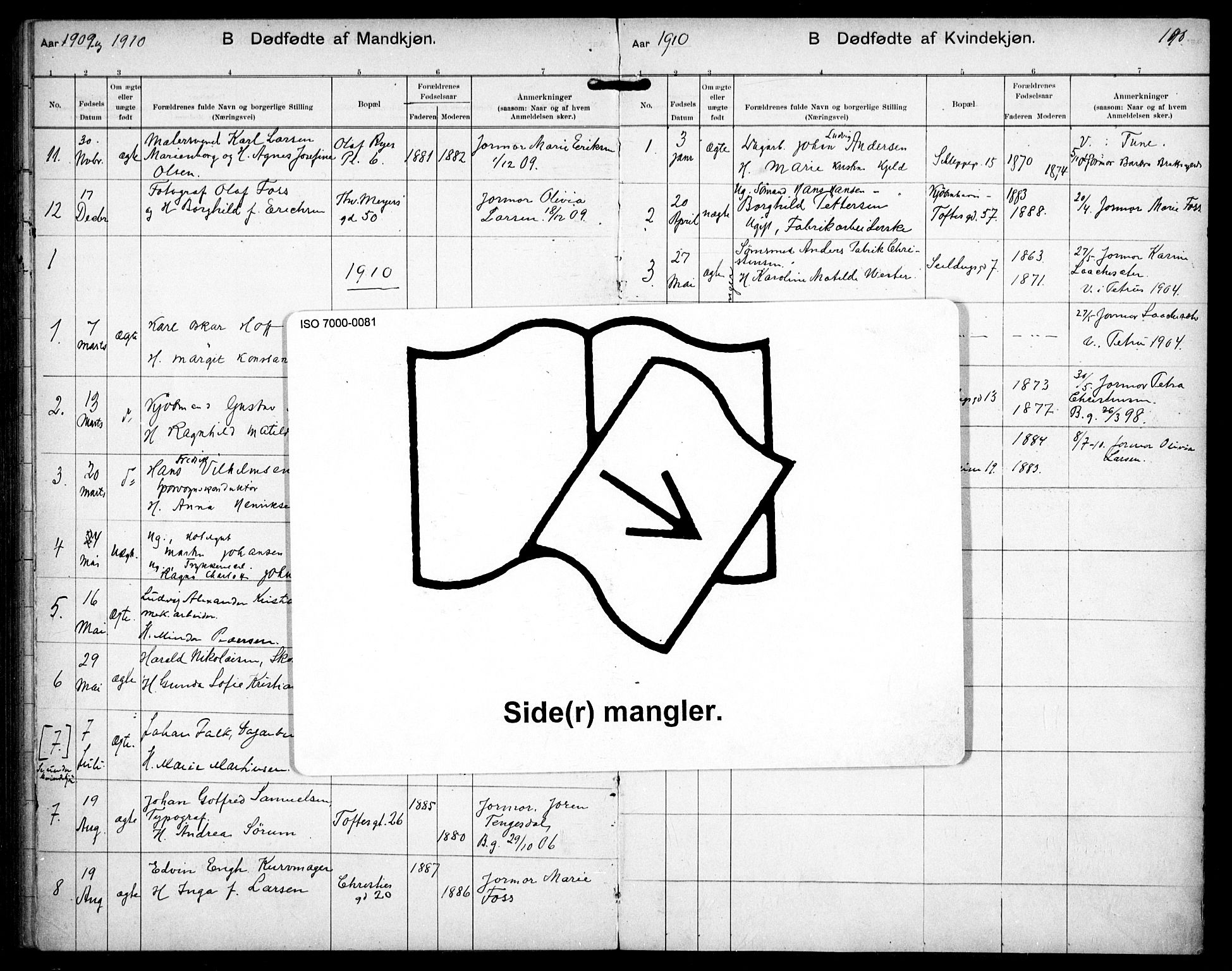 Paulus prestekontor Kirkebøker, AV/SAO-A-10871/F/Fa/L0018: Parish register (official) no. 18, 1906-1915, p. 189-190