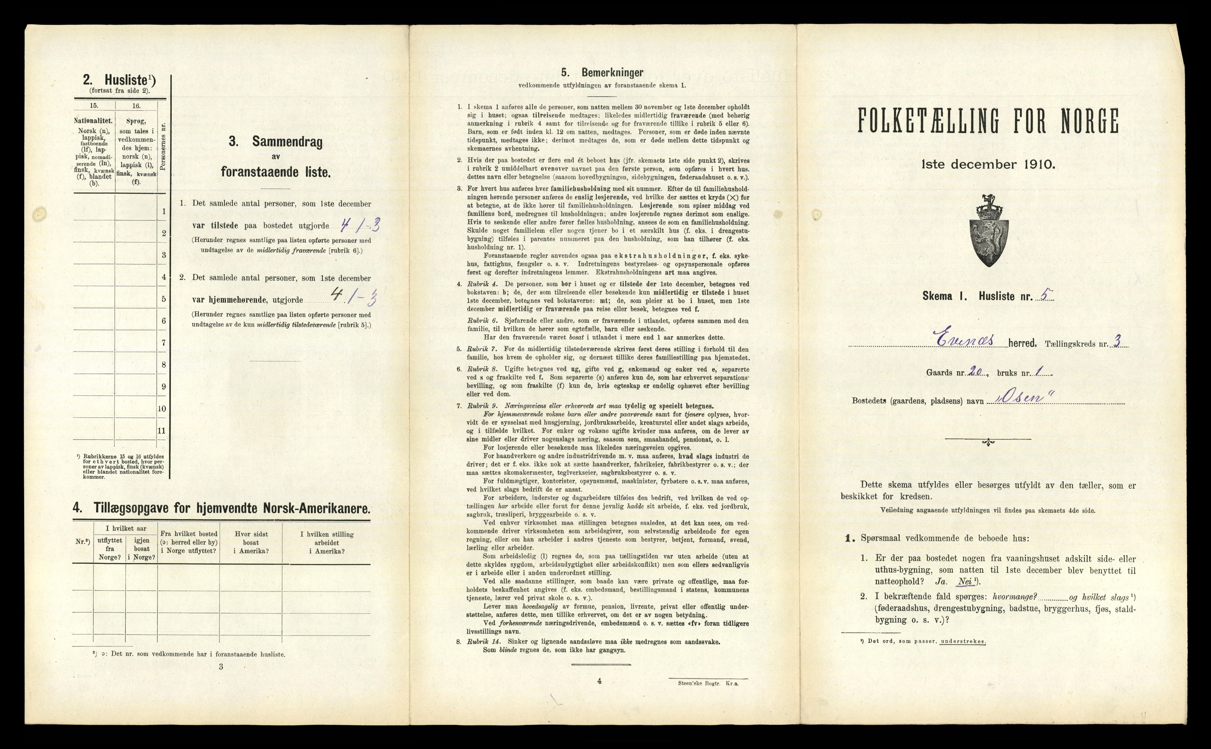 RA, 1910 census for Evenes, 1910, p. 371