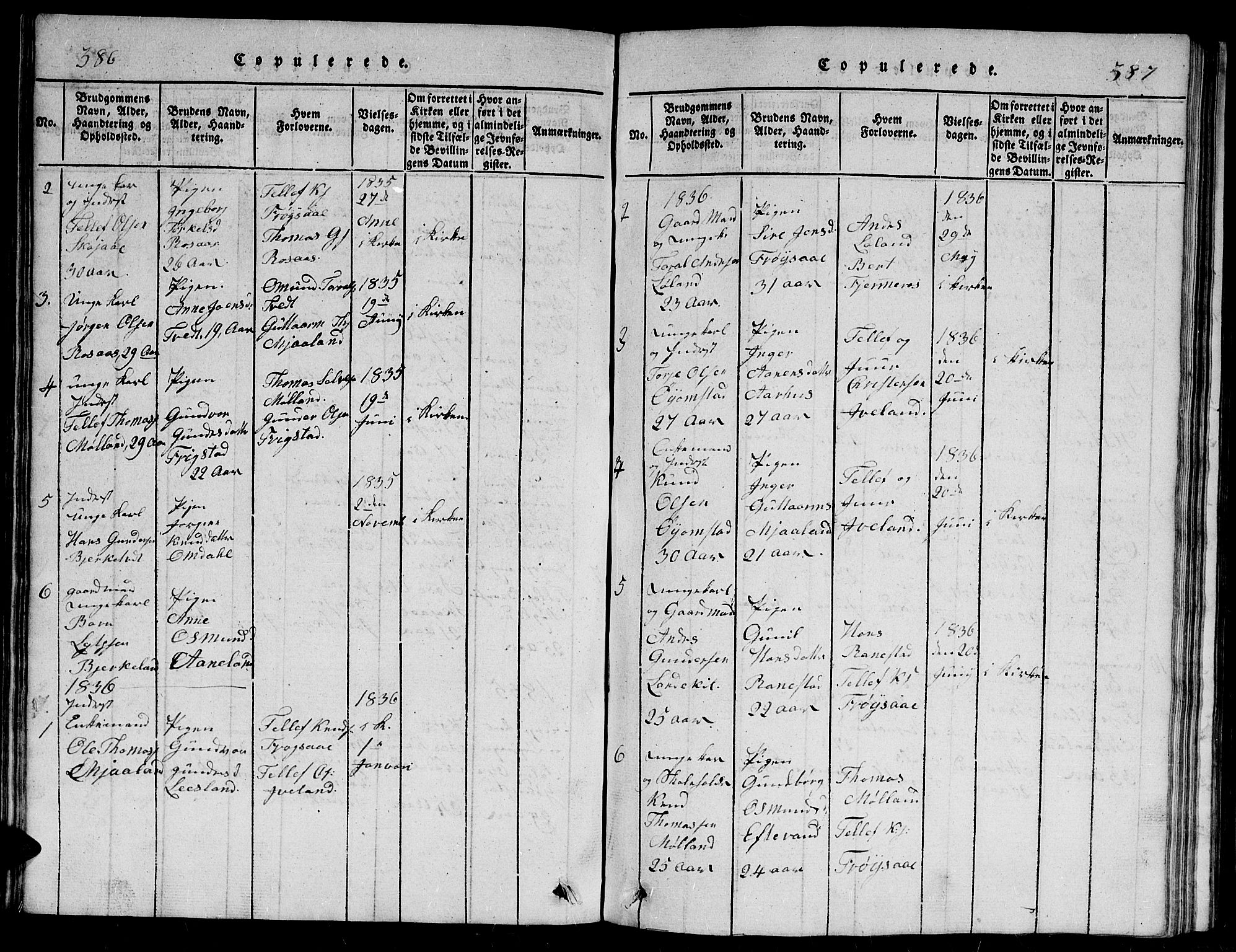 Evje sokneprestkontor, SAK/1111-0008/F/Fb/Fbc/L0001: Parish register (copy) no. B 1, 1816-1836, p. 386-387