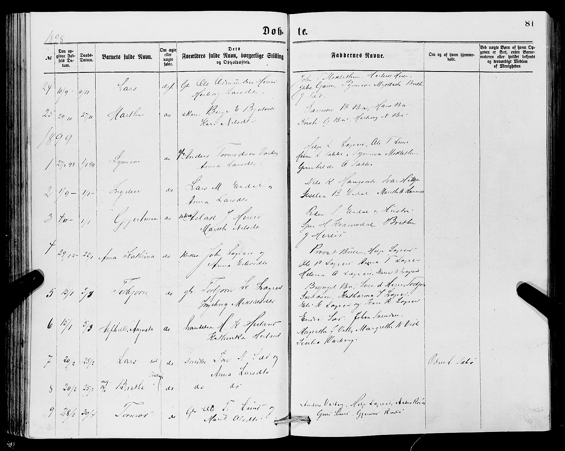 Ullensvang sokneprestembete, SAB/A-78701/H/Hab: Parish register (copy) no. C 2, 1871-1899, p. 81