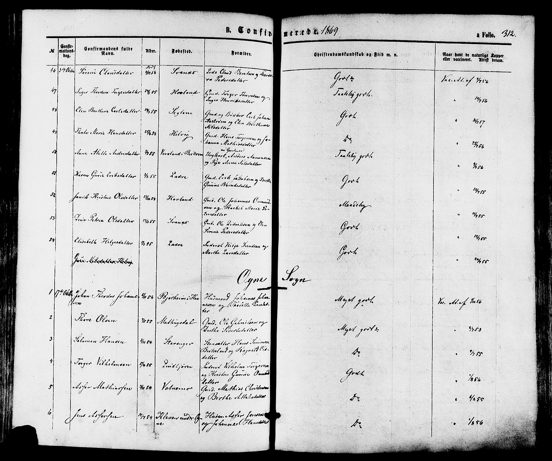 Eigersund sokneprestkontor, AV/SAST-A-101807/S08/L0014: Parish register (official) no. A 13, 1866-1878, p. 312