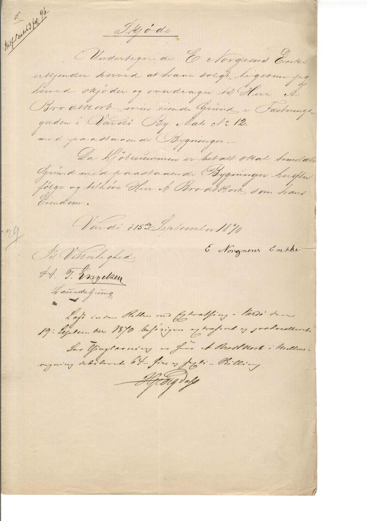 Brodtkorb handel A/S, VAMU/A-0001/Q/Qb/L0001: Skjøter og grunnbrev i Vardø by, 1822-1943, p. 150