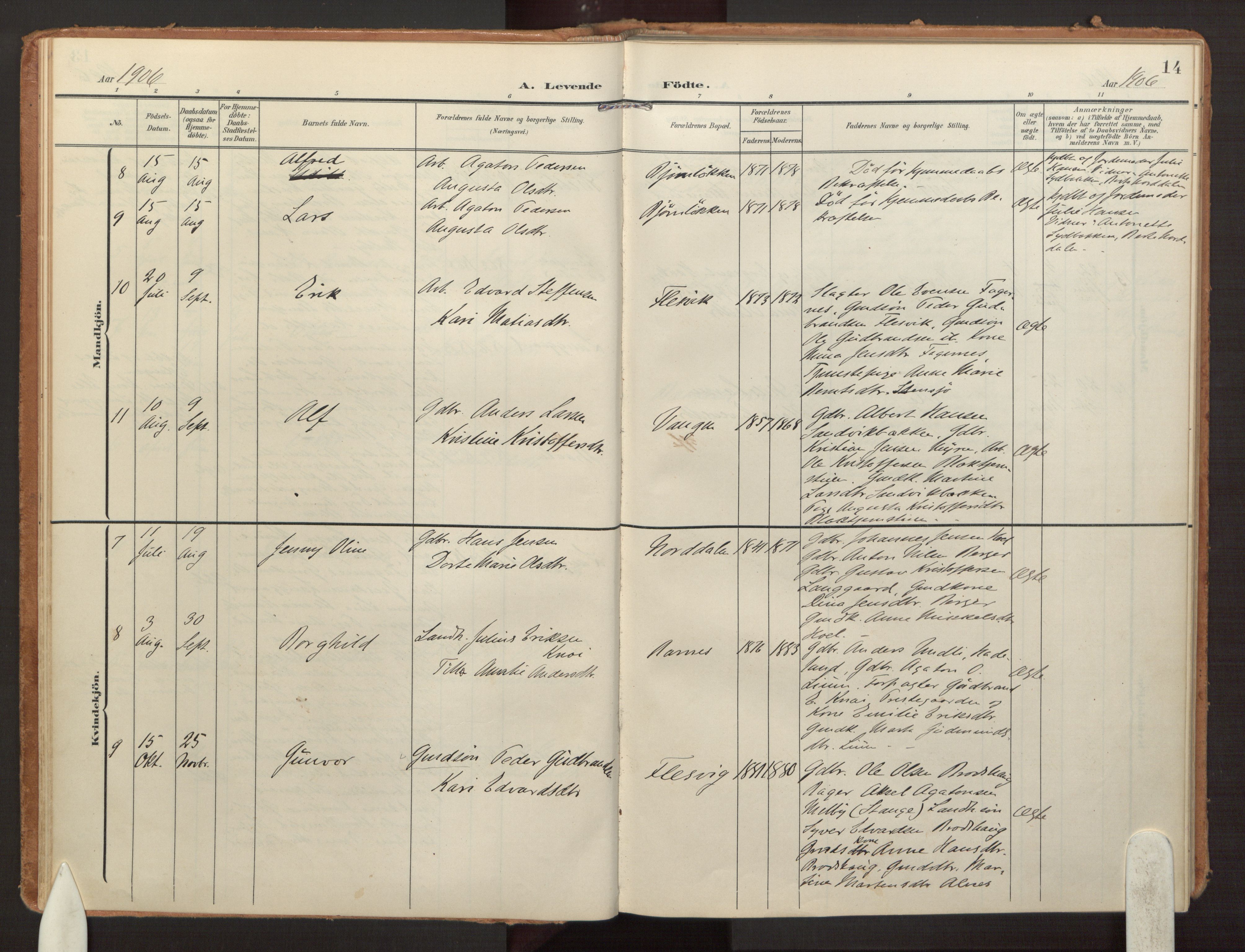 Hurdal prestekontor Kirkebøker, AV/SAO-A-10889/F/Fb/L0004: Parish register (official) no. II 4, 1902-1924, p. 14