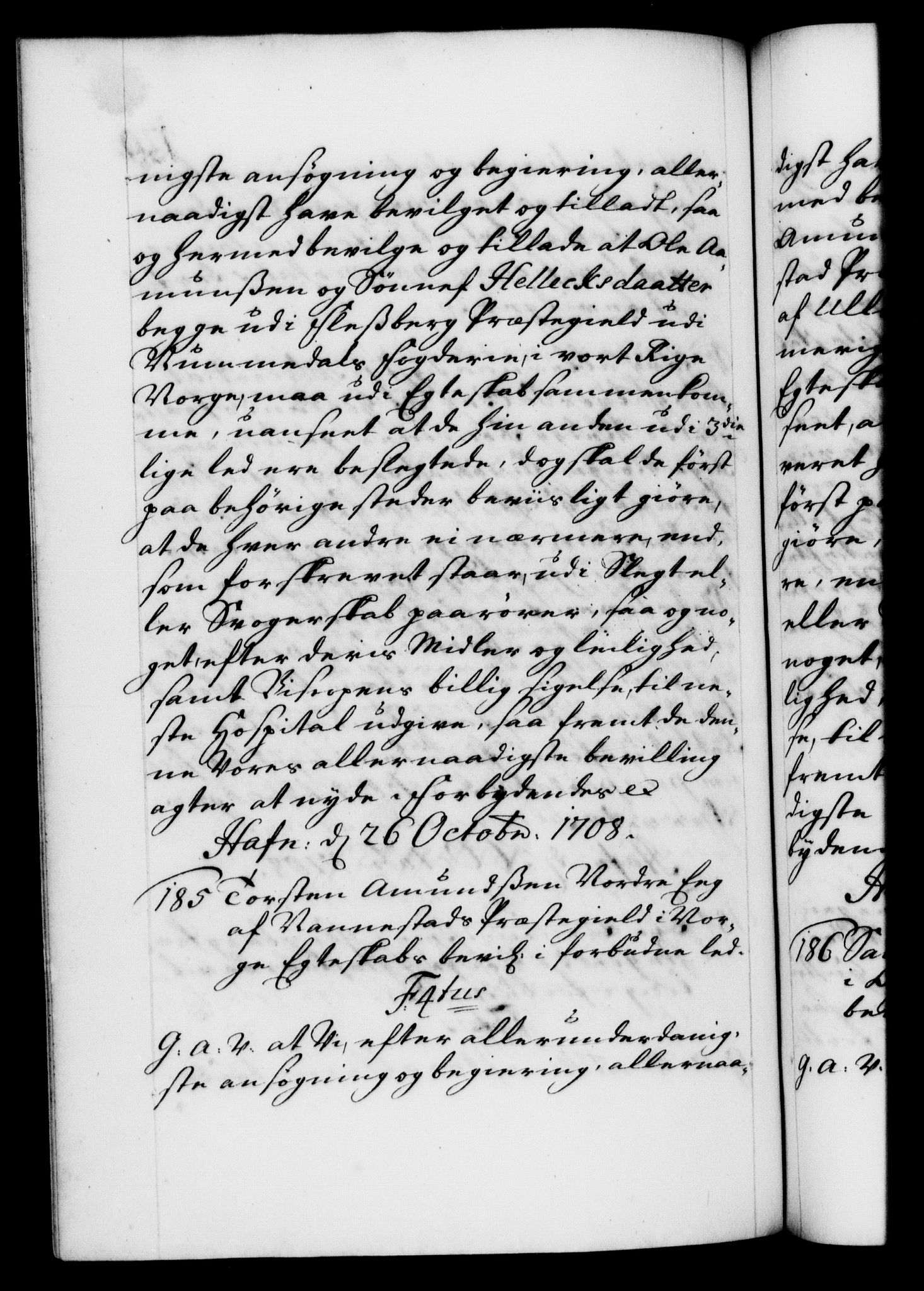 Danske Kanselli 1572-1799, RA/EA-3023/F/Fc/Fca/Fcaa/L0020: Norske registre, 1708-1711, p. 129b