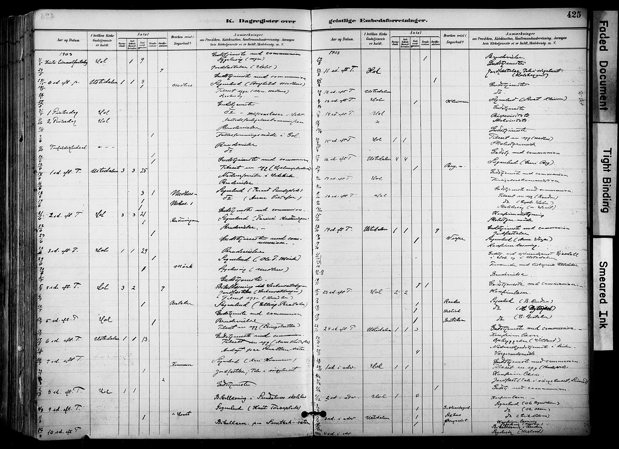 Hol kirkebøker, SAKO/A-227/F/Fa/L0003: Parish register (official) no. I 3, 1887-1918, p. 425