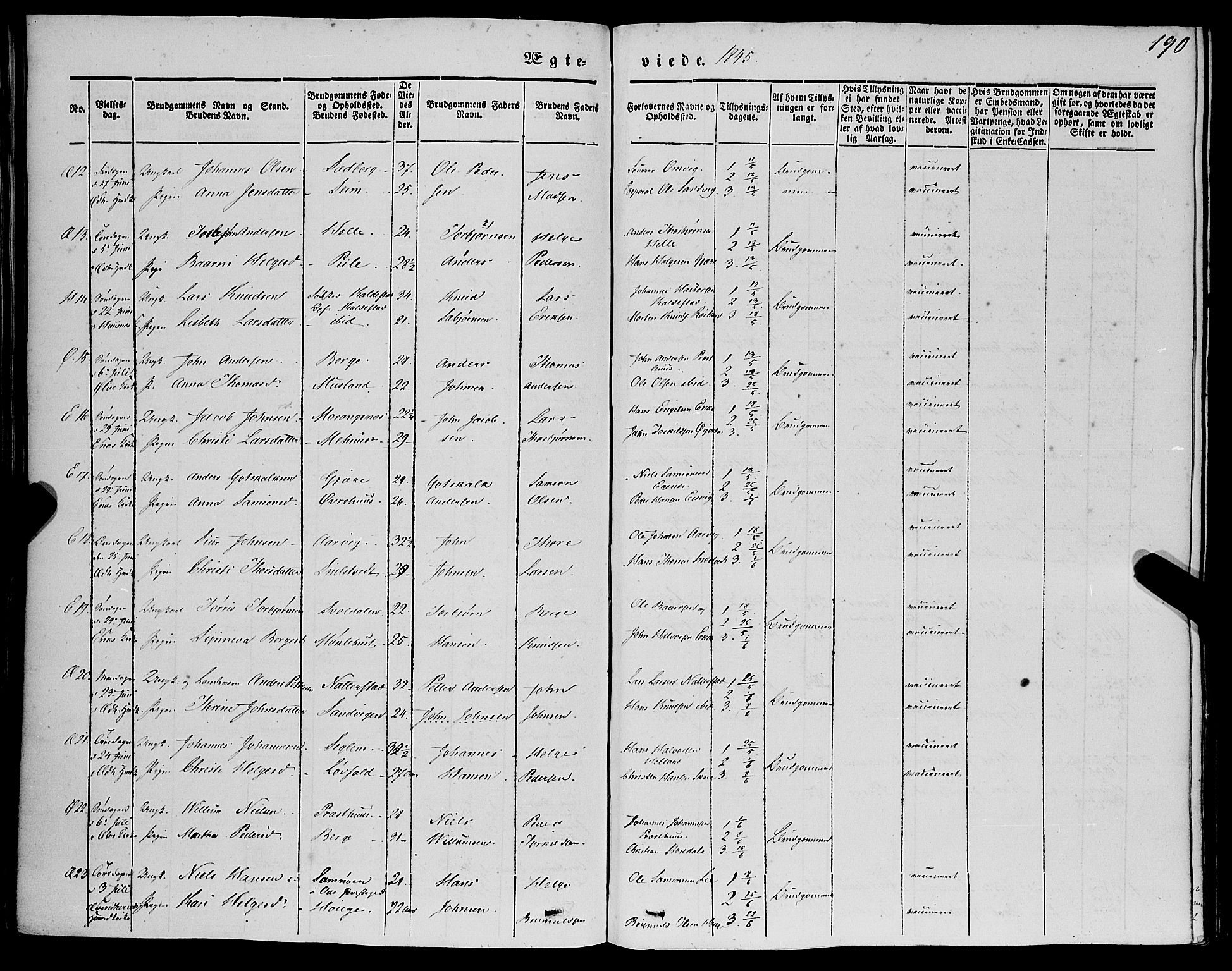 Kvinnherad sokneprestembete, AV/SAB-A-76401/H/Haa: Parish register (official) no. A 7, 1843-1853, p. 190