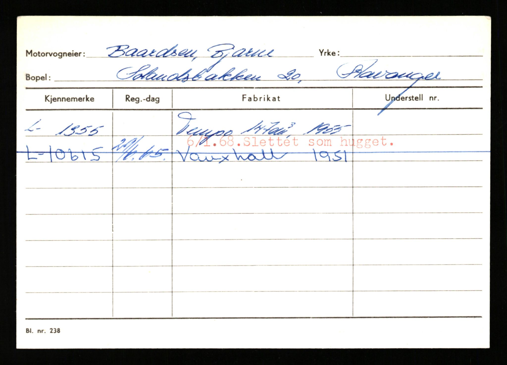 Stavanger trafikkstasjon, AV/SAST-A-101942/0/H/L0005: Bue - Dahlstrøm, 1930-1971, p. 1969