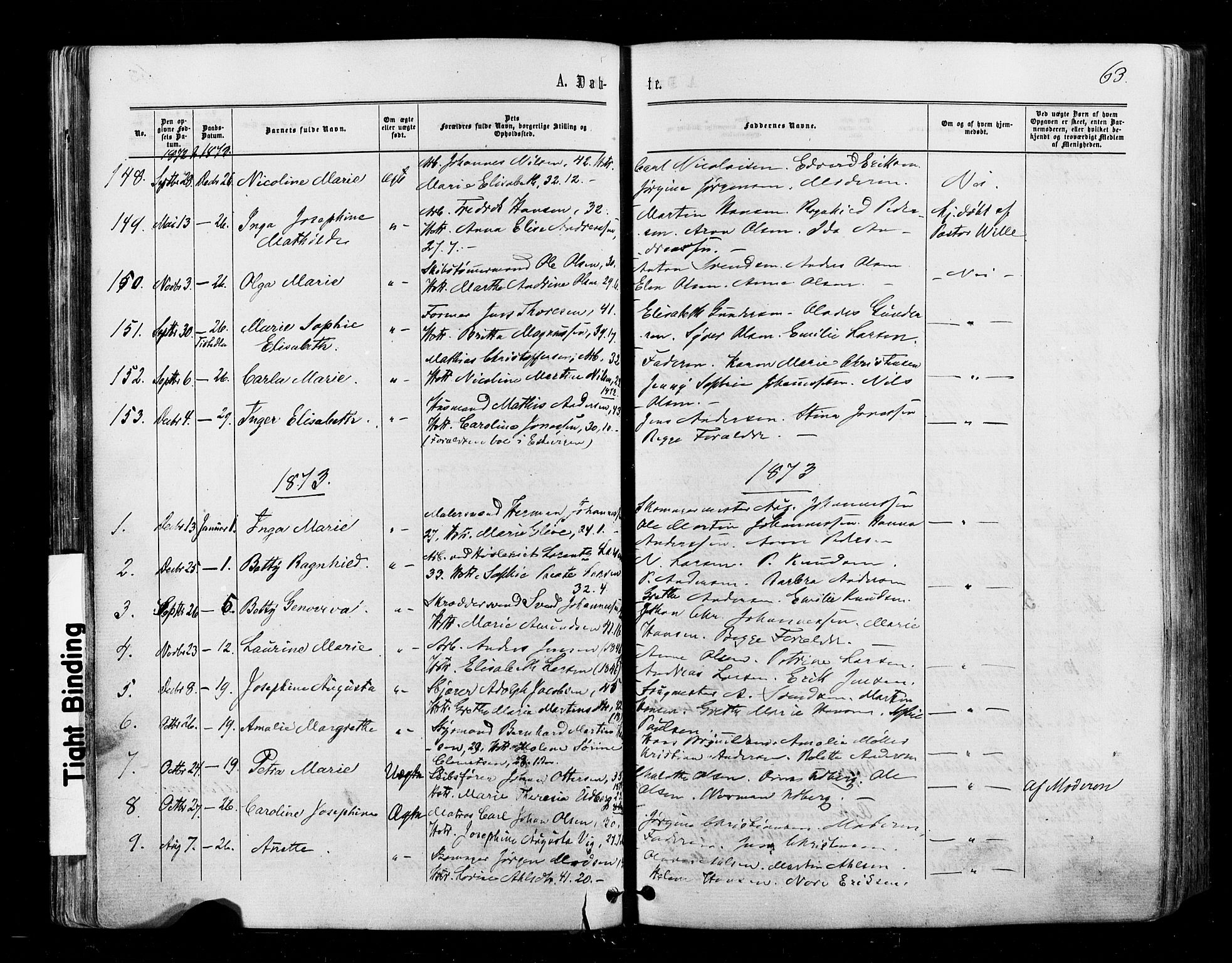 Halden prestekontor Kirkebøker, SAO/A-10909/F/Fa/L0009: Parish register (official) no. I 9, 1866-1877, p. 63