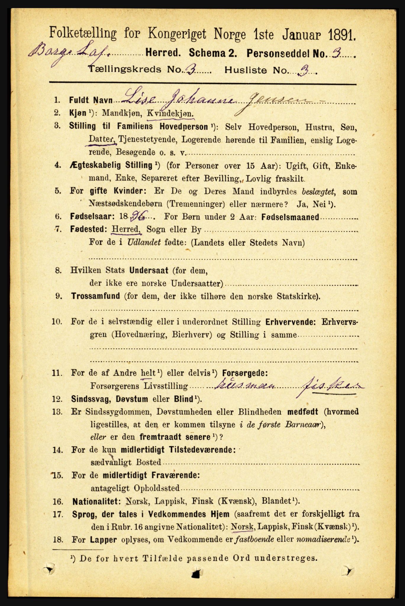 RA, 1891 census for 1862 Borge, 1891, p. 1560