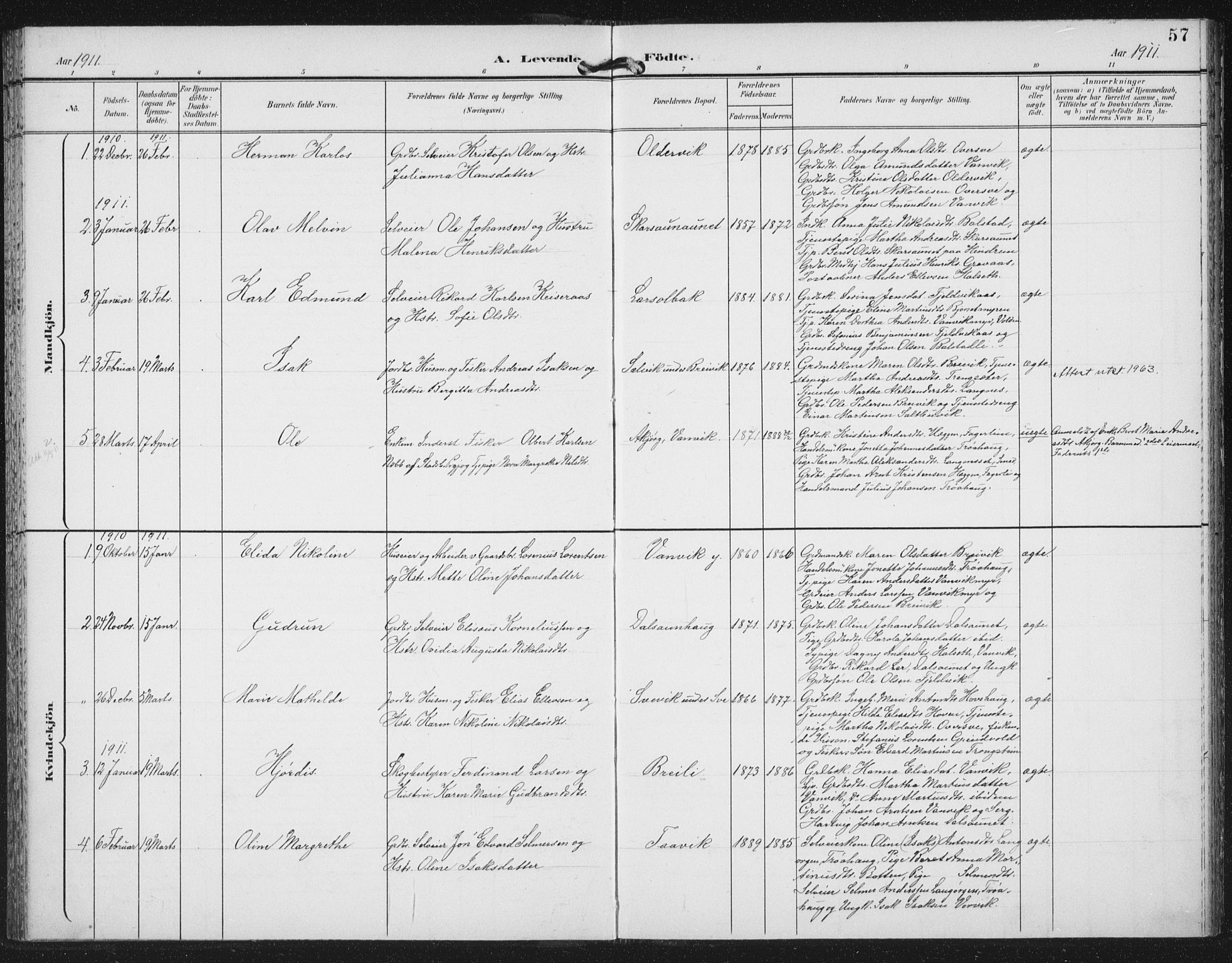 Ministerialprotokoller, klokkerbøker og fødselsregistre - Nord-Trøndelag, AV/SAT-A-1458/702/L0024: Parish register (official) no. 702A02, 1898-1914, p. 57