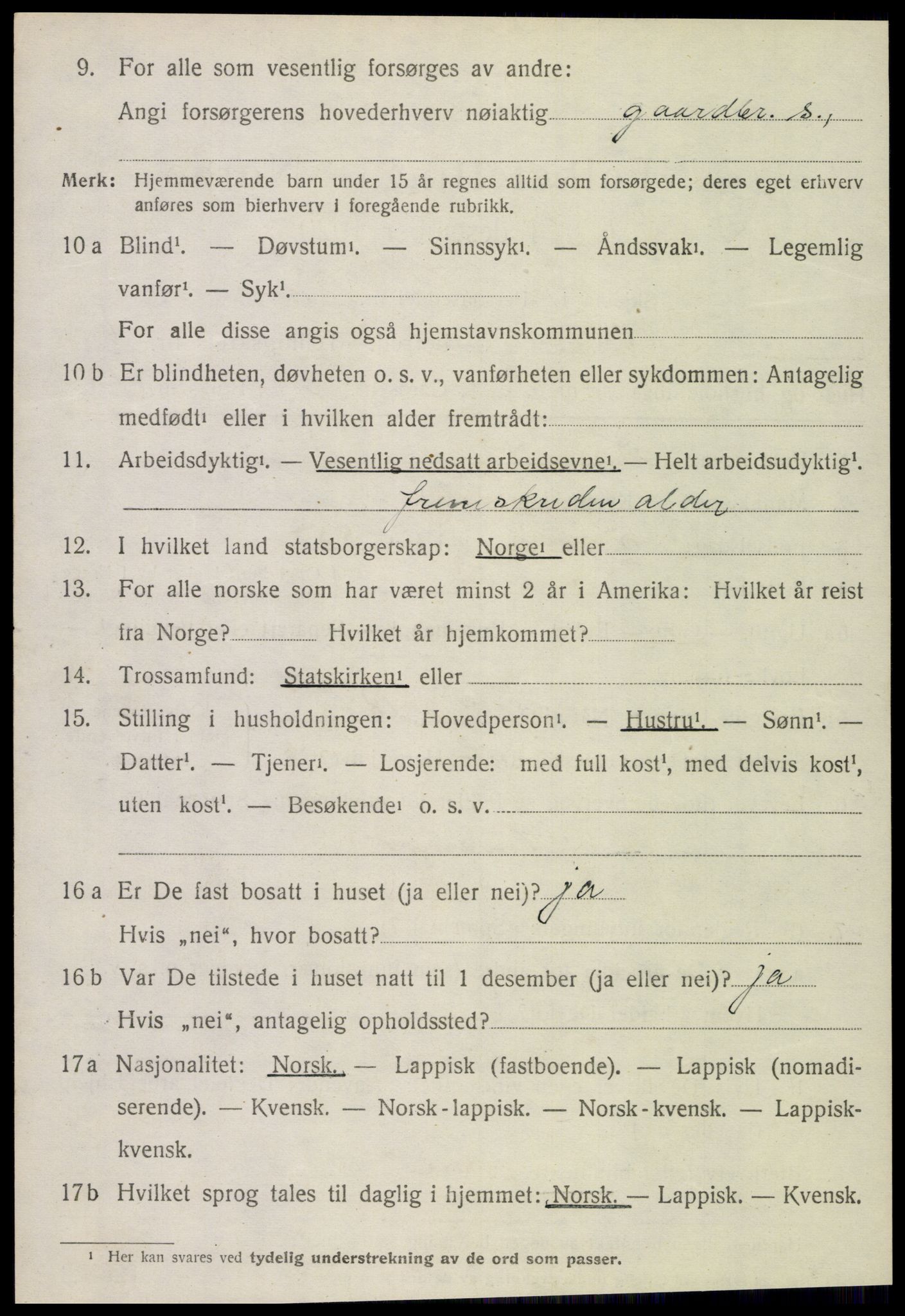 SAT, 1920 census for Kolvereid, 1920, p. 3558