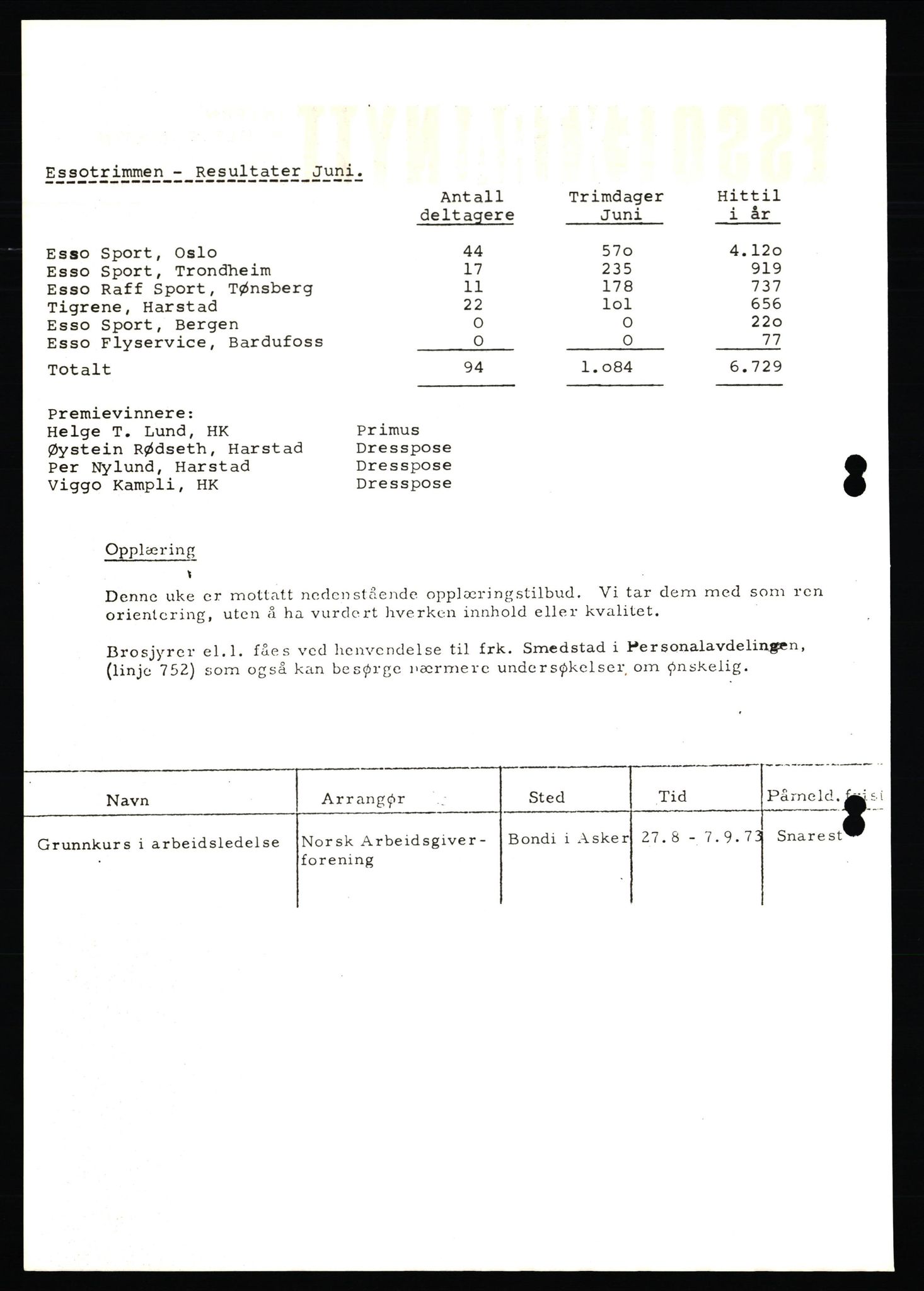 Pa 0982 - Esso Norge A/S, AV/SAST-A-100448/X/Xd/L0004: Esso Extra Nytt, 1963-1976