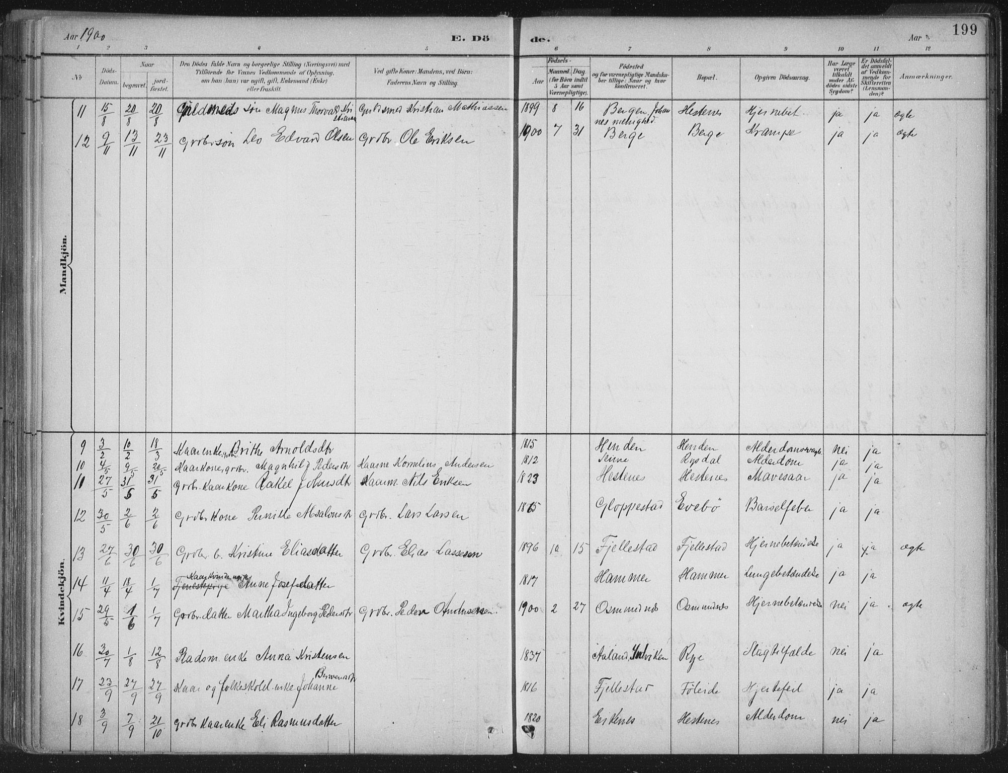 Gloppen sokneprestembete, AV/SAB-A-80101/H/Haa/Haab/L0001: Parish register (official) no. B  1, 1885-1905, p. 199