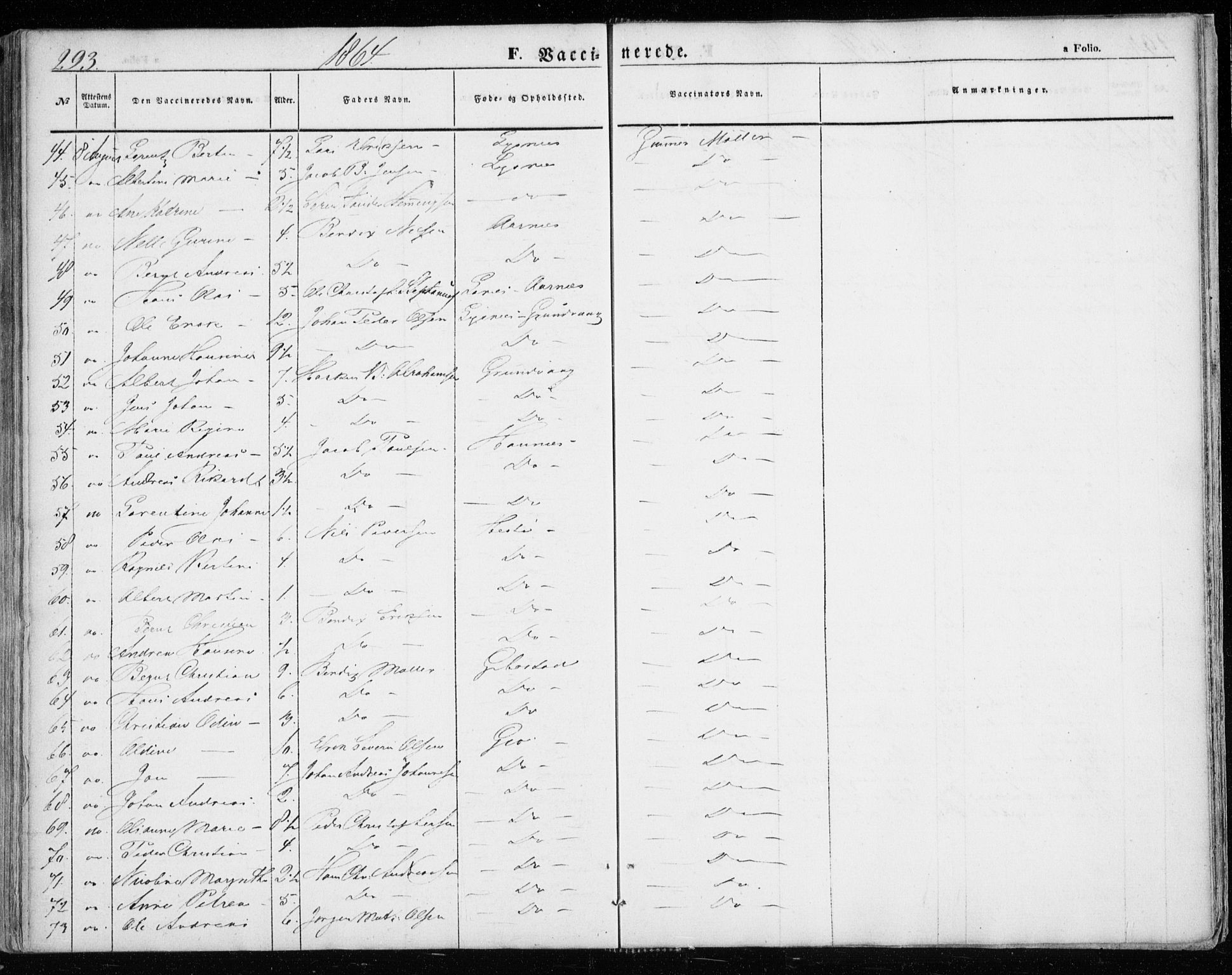 Lenvik sokneprestembete, SATØ/S-1310/H/Ha/Haa/L0007kirke: Parish register (official) no. 7, 1855-1865, p. 293