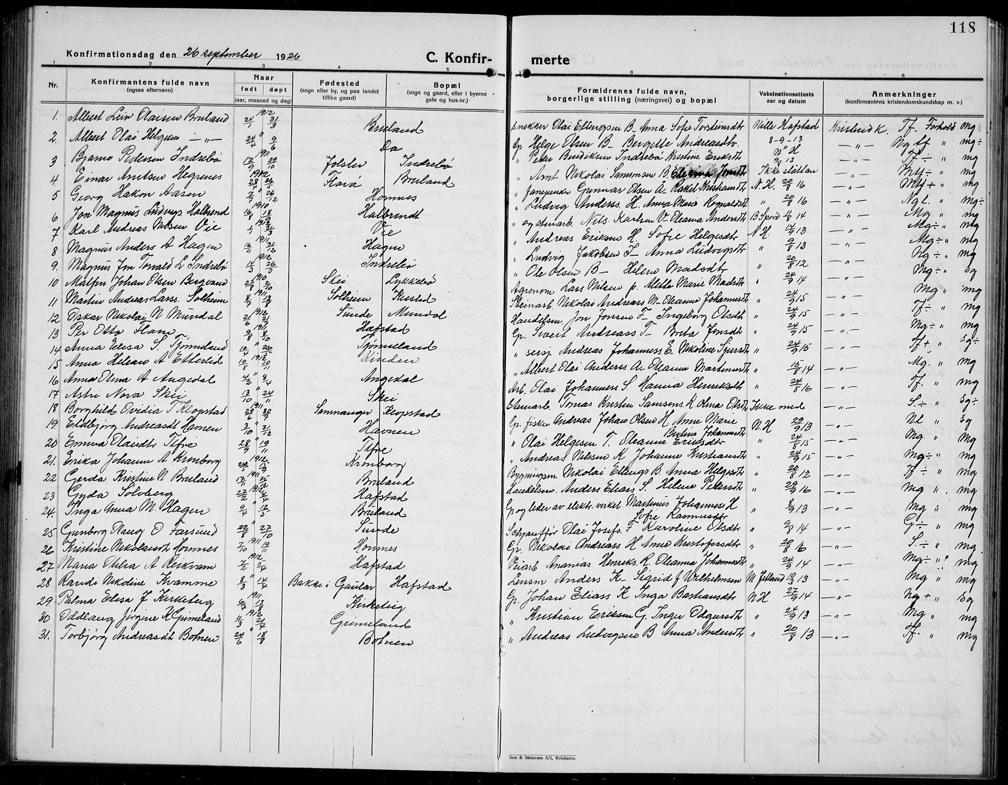 Førde sokneprestembete, AV/SAB-A-79901/H/Hab/Haba/L0004: Parish register (copy) no. A 4, 1924-1941, p. 118