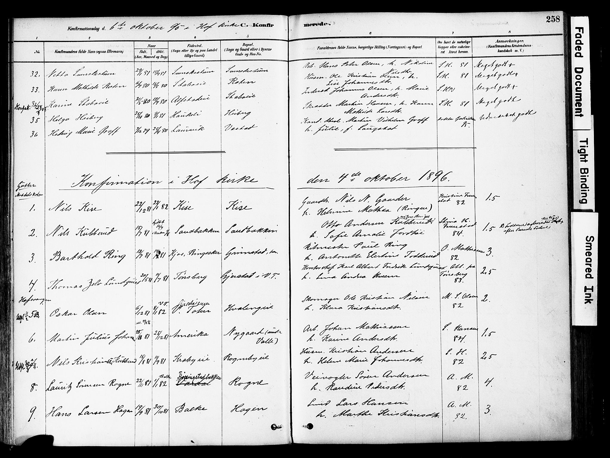 Østre Toten prestekontor, SAH/PREST-104/H/Ha/Haa/L0006: Parish register (official) no. 6 /1, 1878-1896, p. 258