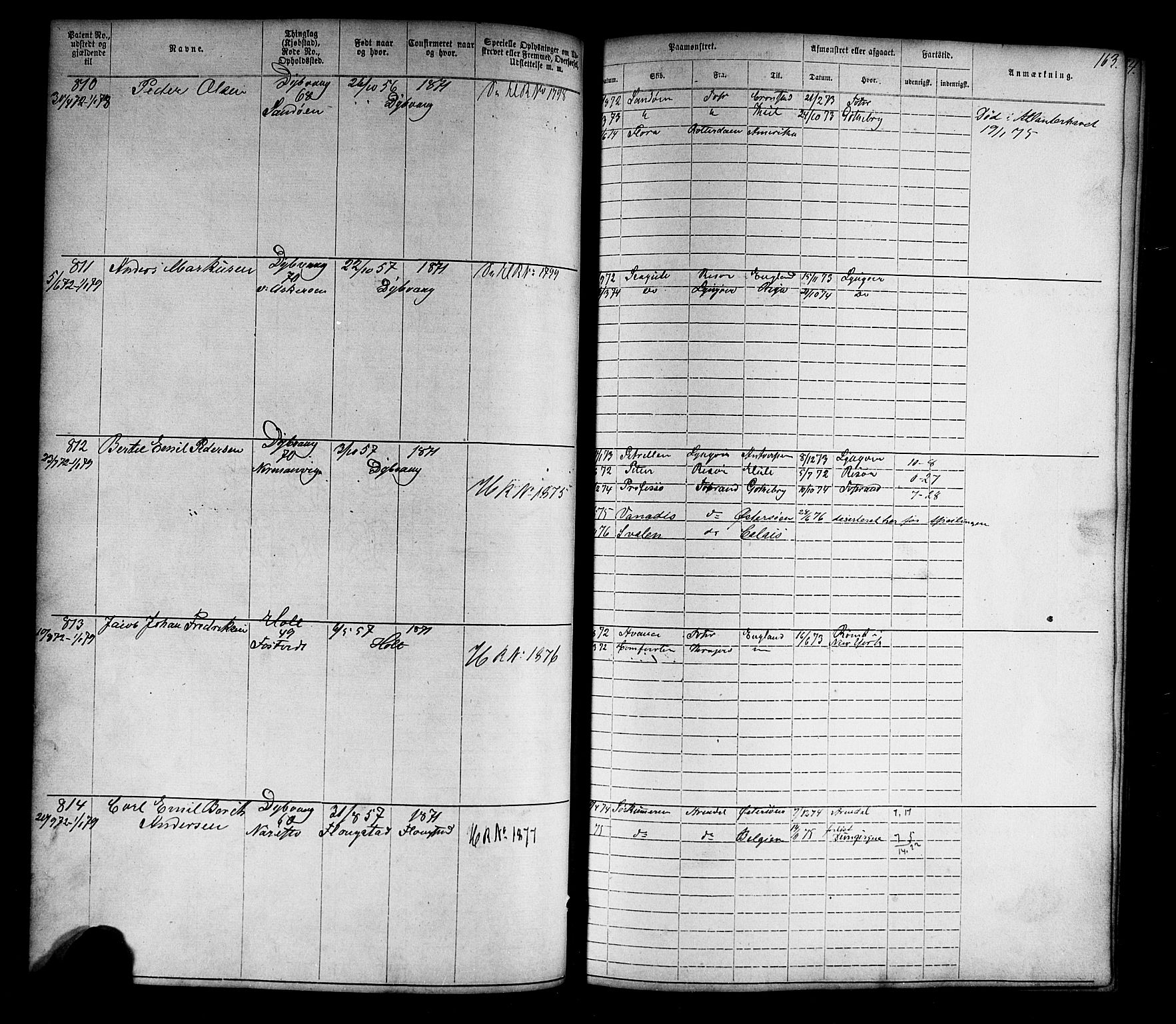 Tvedestrand mønstringskrets, SAK/2031-0011/F/Fa/L0003: Annotasjonsrulle nr 1-1905 med register, U-25, 1866-1886, p. 185