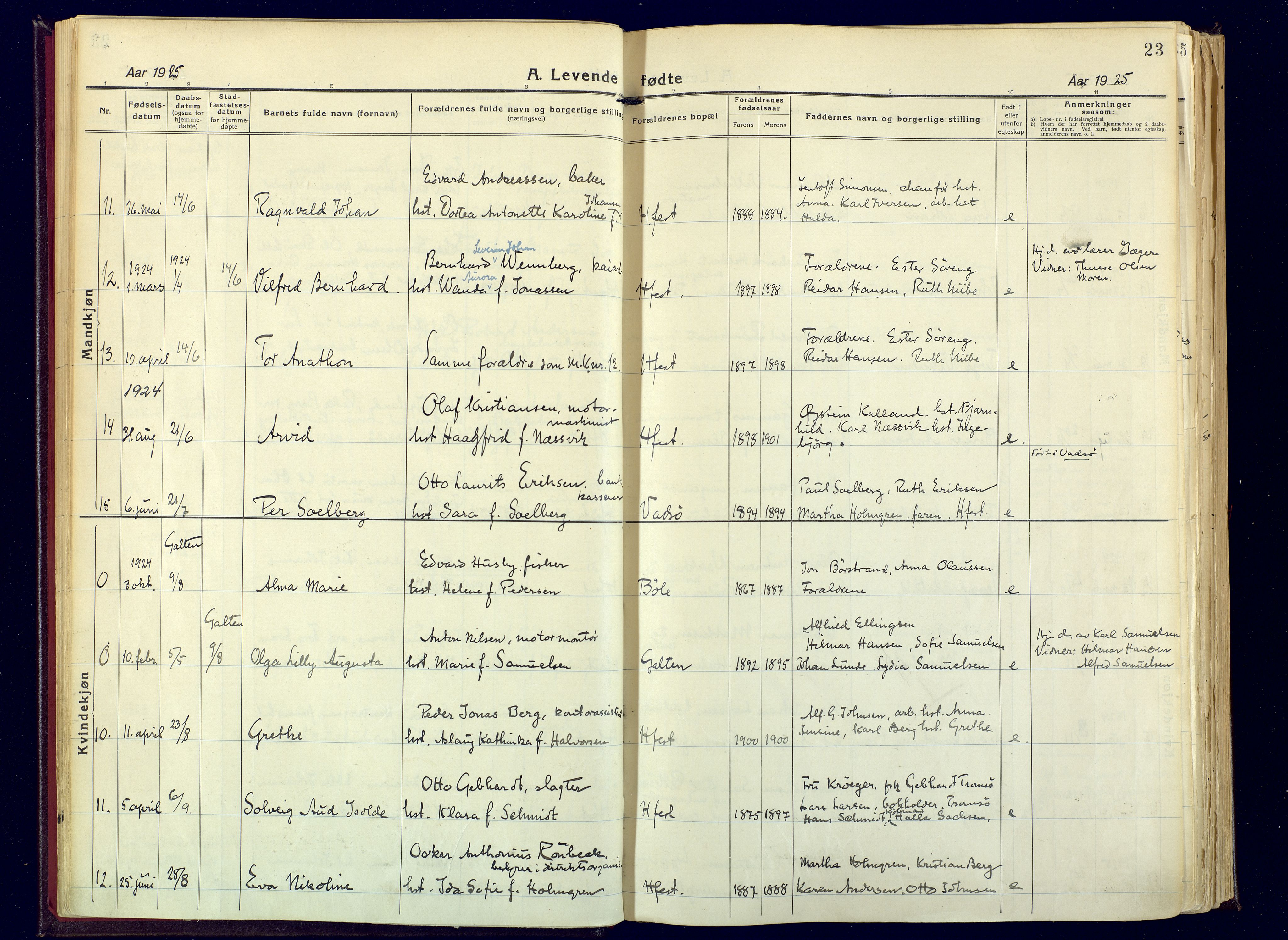 Hammerfest sokneprestkontor, SATØ/S-1347: Parish register (official) no. 17, 1923-1933, p. 23