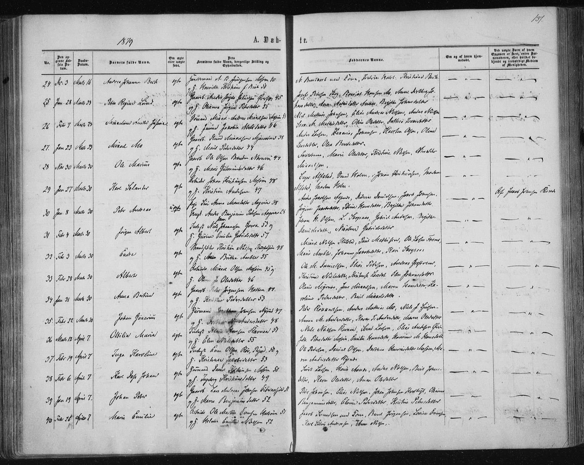 Ministerialprotokoller, klokkerbøker og fødselsregistre - Nordland, SAT/A-1459/820/L0294: Parish register (official) no. 820A15, 1866-1879, p. 137