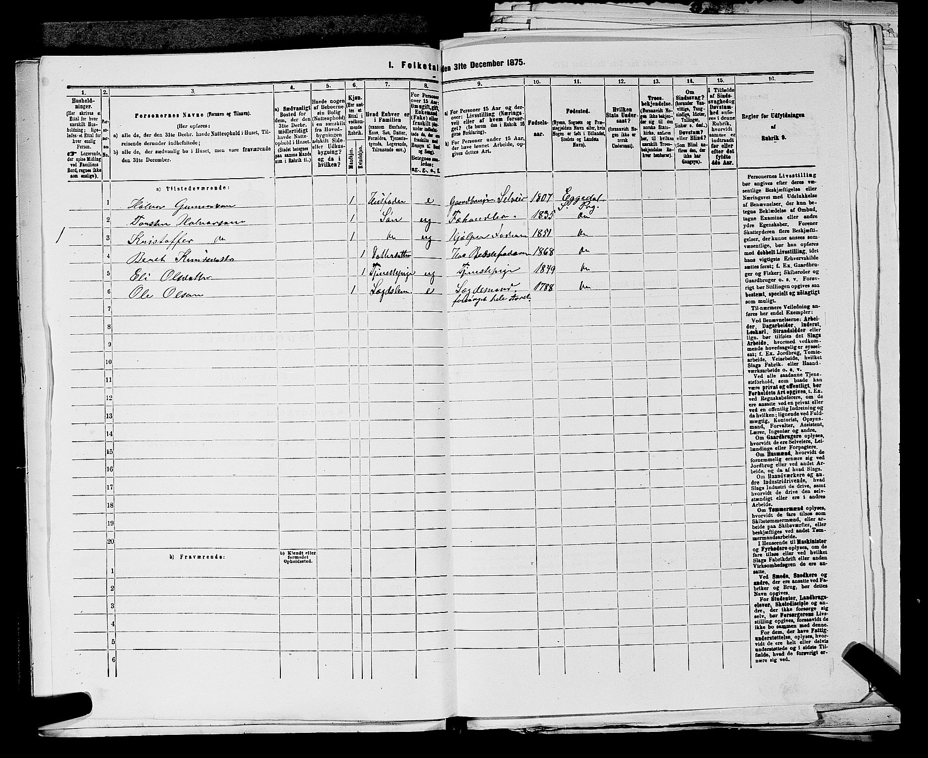 SAKO, 1875 census for 0621P Sigdal, 1875, p. 2126