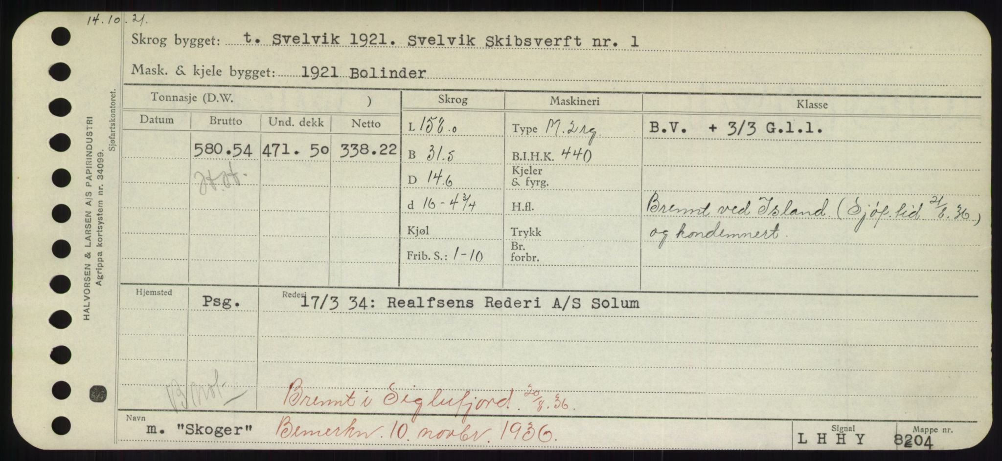 Sjøfartsdirektoratet med forløpere, Skipsmålingen, AV/RA-S-1627/H/Hd/L0034: Fartøy, Sk-Slå, p. 219