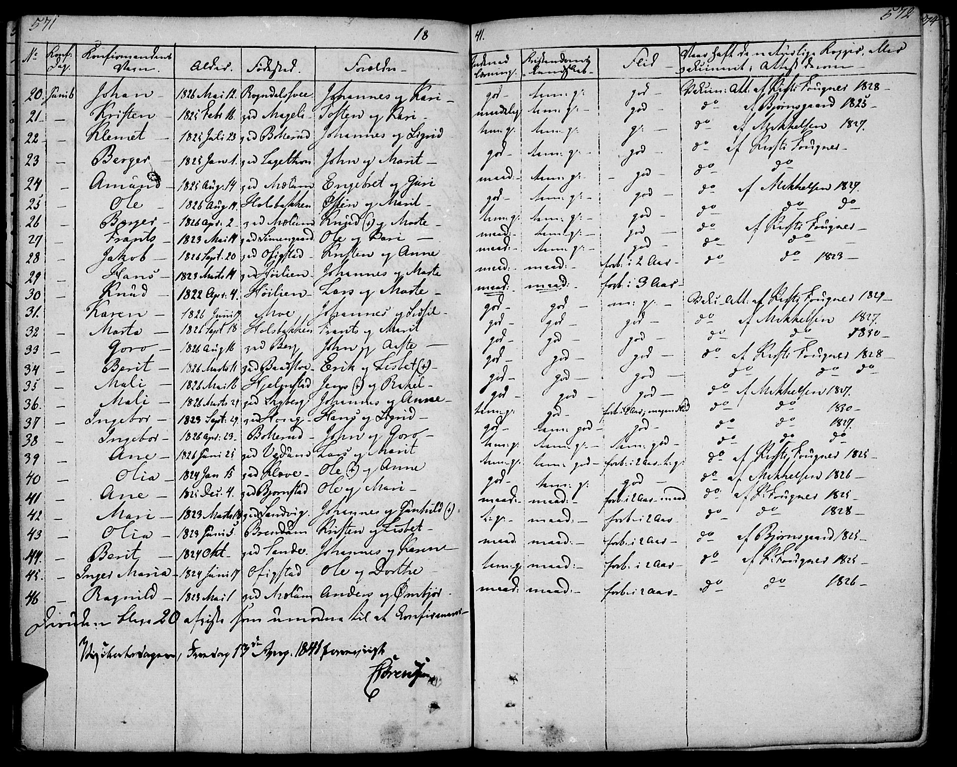 Øyer prestekontor, SAH/PREST-084/H/Ha/Haa/L0004: Parish register (official) no. 4, 1824-1841, p. 571-572
