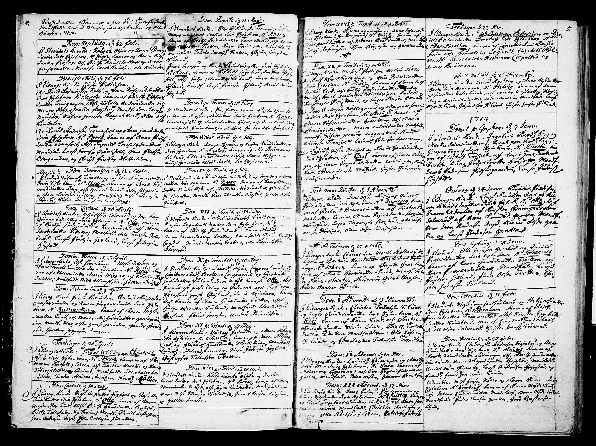 Eidanger kirkebøker, SAKO/A-261/F/Fa/L0002: Parish register (official) no. 2, 1712-1720, p. 4-5
