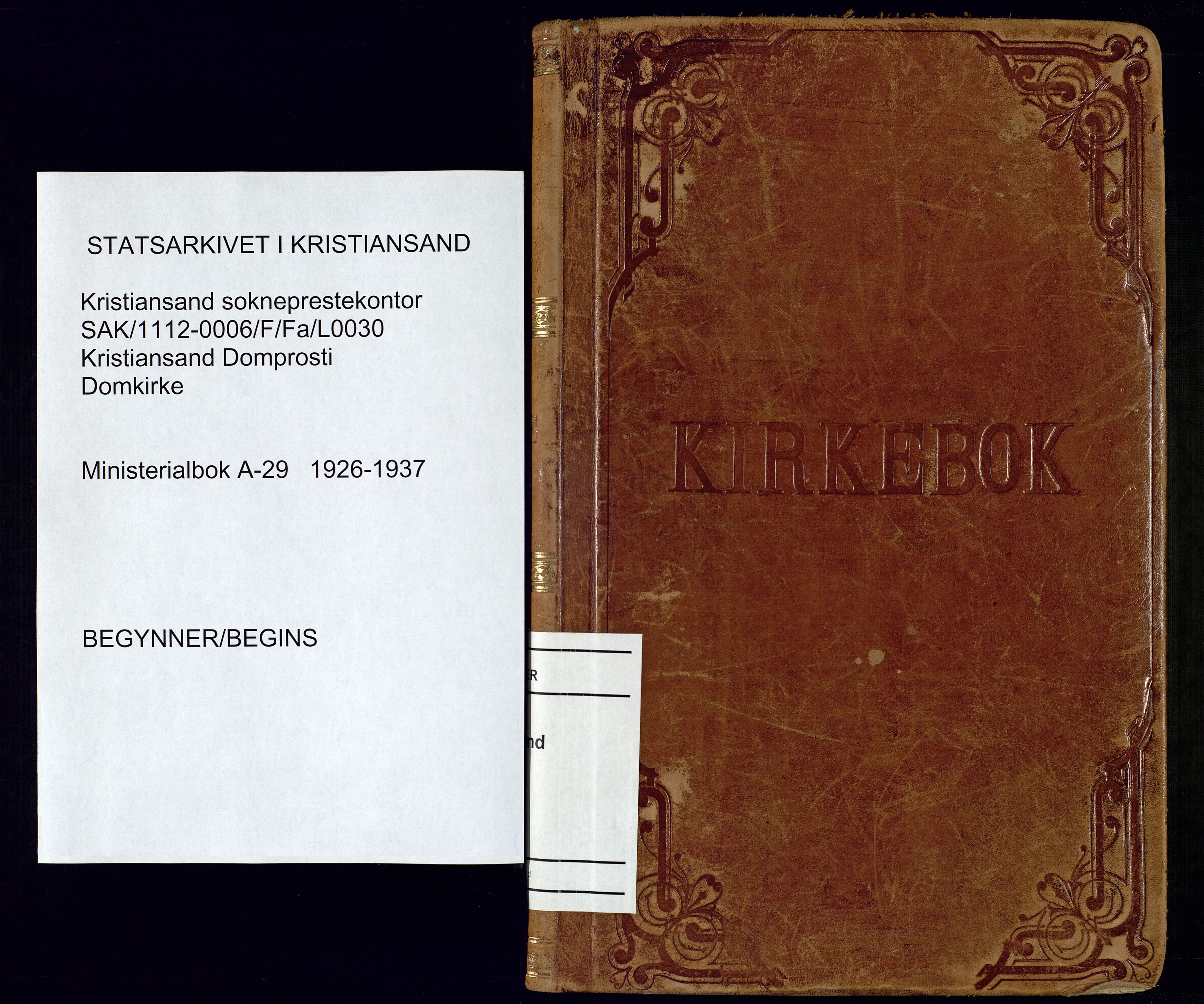 Kristiansand domprosti, SAK/1112-0006/F/Fa/L0030: Parish register (official) no. A 29, 1926-1937