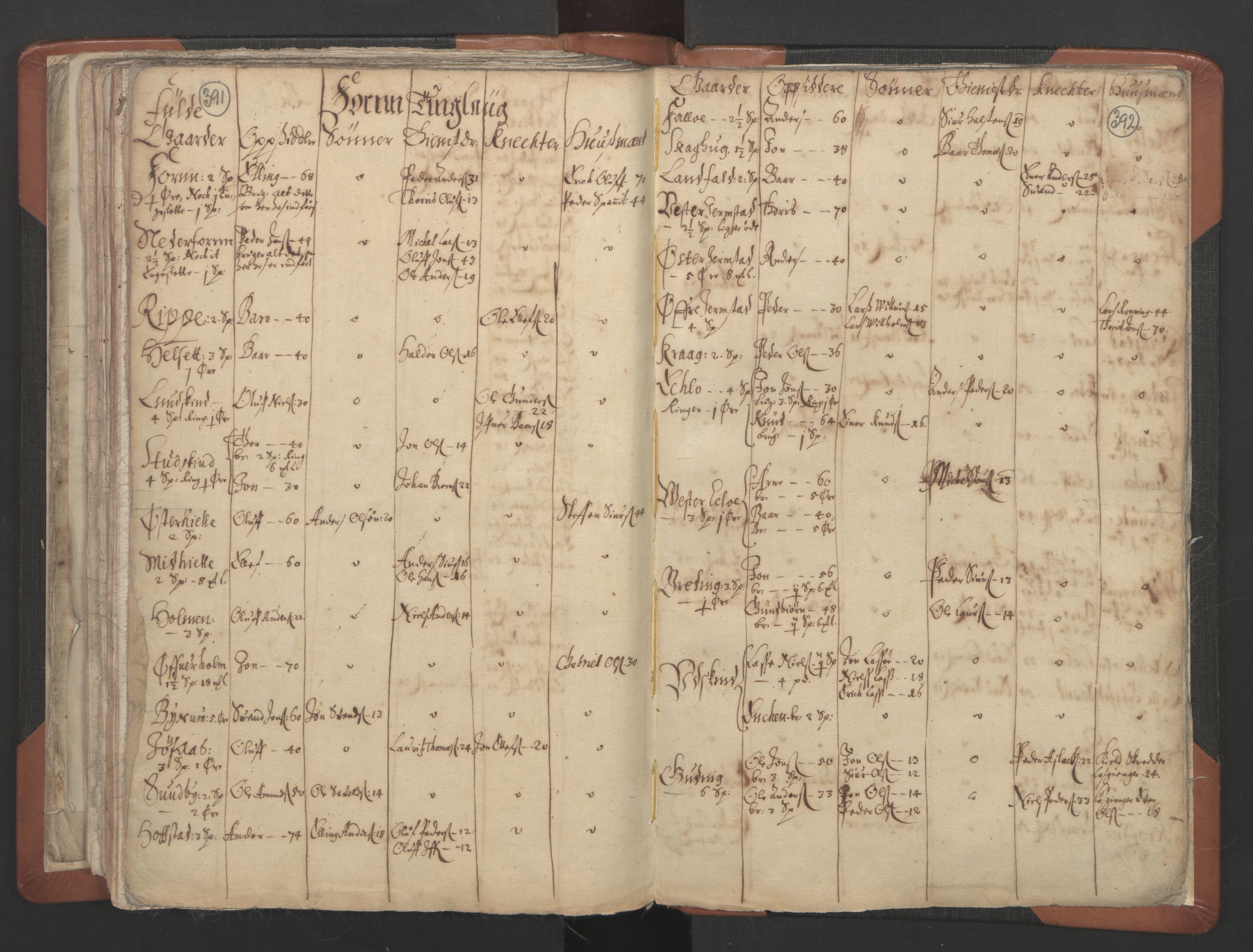 RA, Vicar's Census 1664-1666, no. 32: Innherad deanery, 1664-1666, p. 391-392