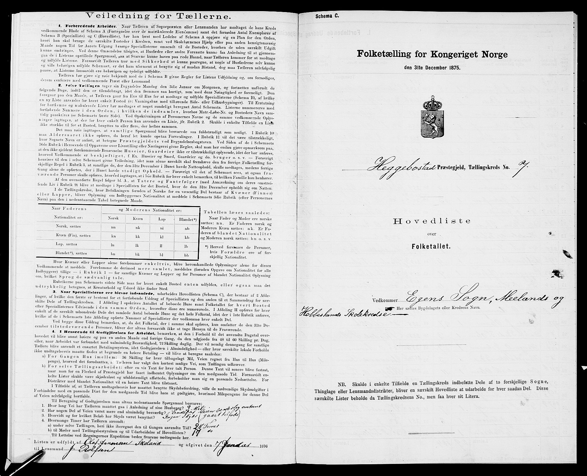 SAK, 1875 census for 1034P Hægebostad, 1875, p. 34