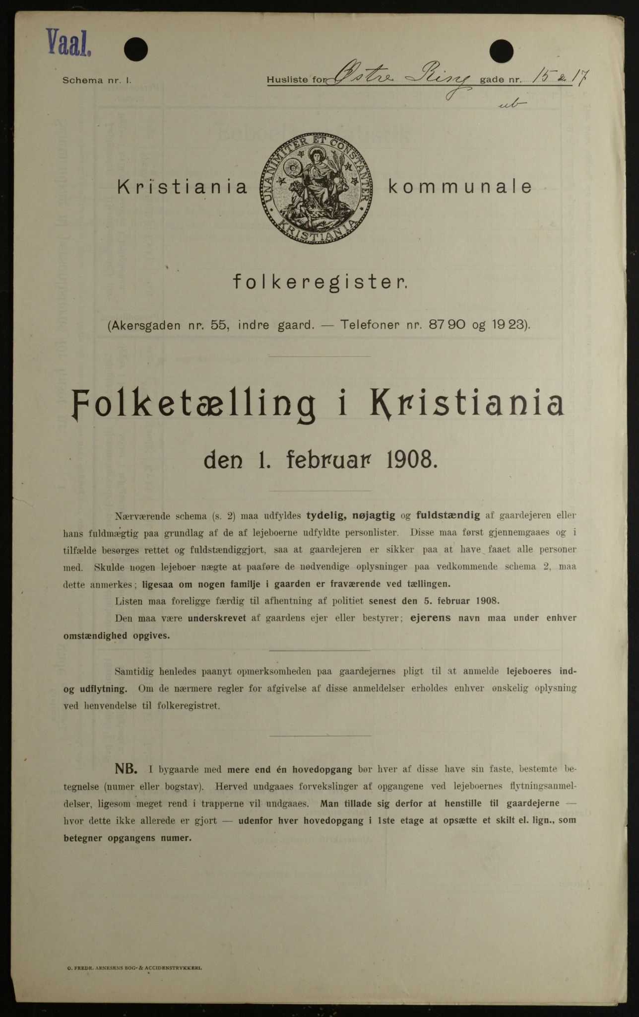 OBA, Municipal Census 1908 for Kristiania, 1908, p. 116236