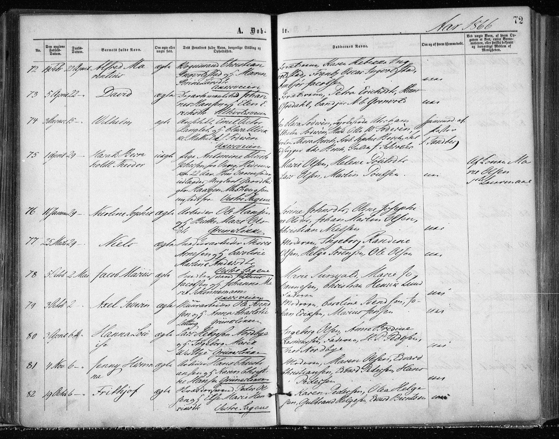 Gamle Aker prestekontor Kirkebøker, AV/SAO-A-10617a/F/L0002: Parish register (official) no. 2, 1864-1872, p. 72