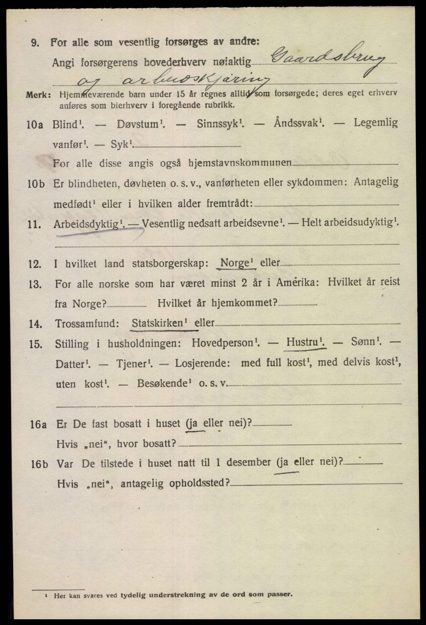 SAK, 1920 census for Oddernes, 1920, p. 6288