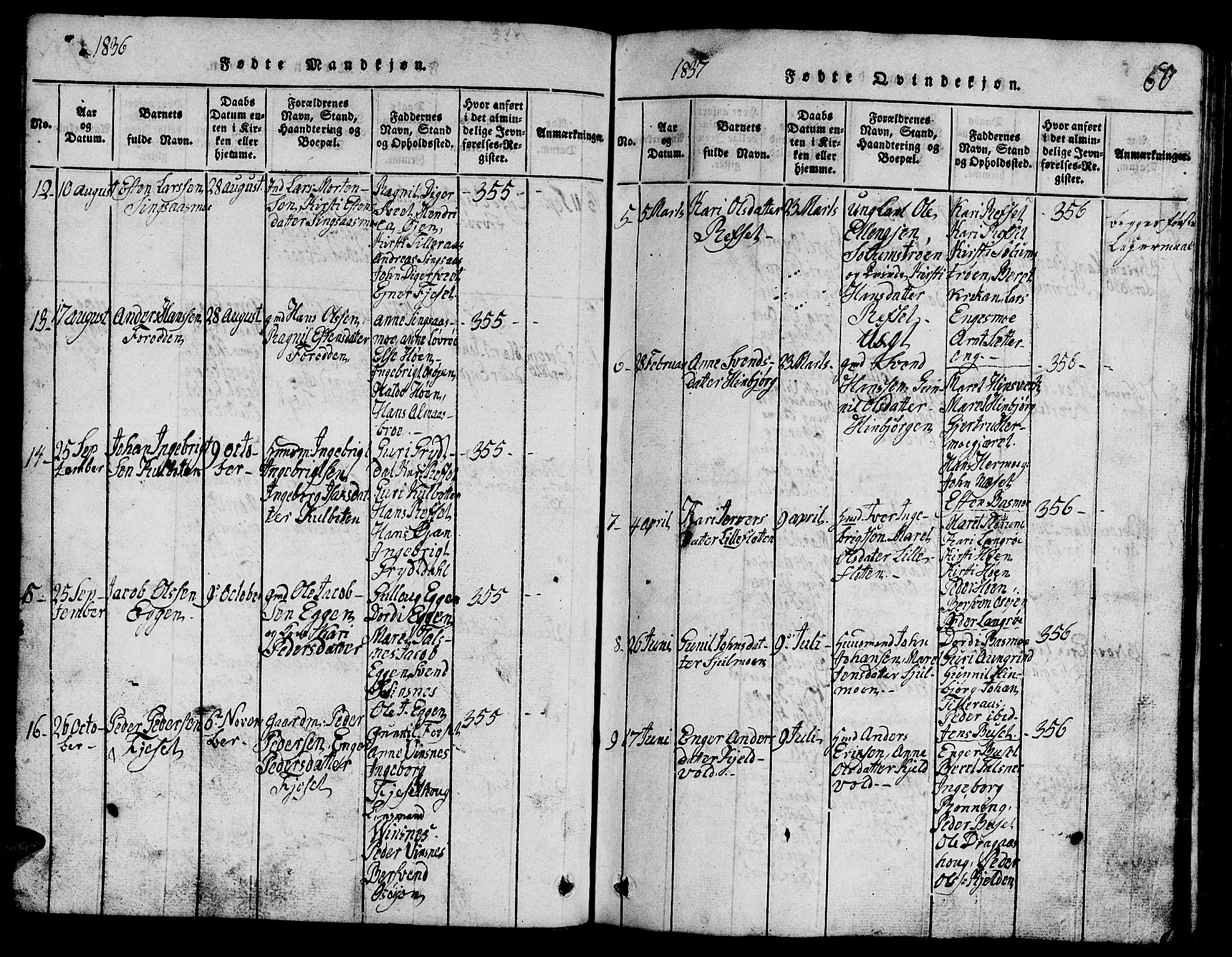 Ministerialprotokoller, klokkerbøker og fødselsregistre - Sør-Trøndelag, SAT/A-1456/688/L1026: Parish register (copy) no. 688C01, 1817-1860, p. 60