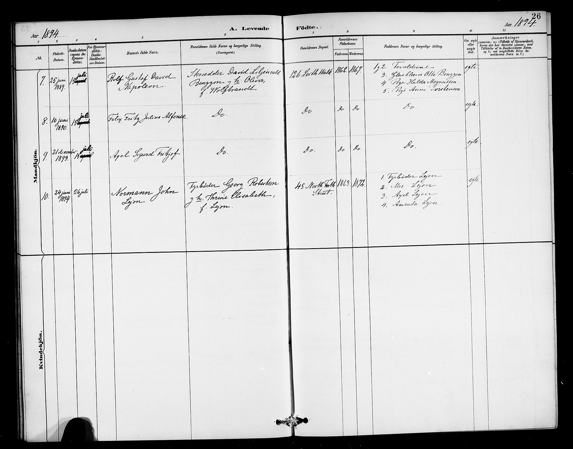 Den norske sjømannsmisjon i utlandet/Skotske havner (Leith, Glasgow), SAB/SAB/PA-0100/H/Ha/Haa/L0003: Parish register (official) no. A 3, 1887-1898, p. 26