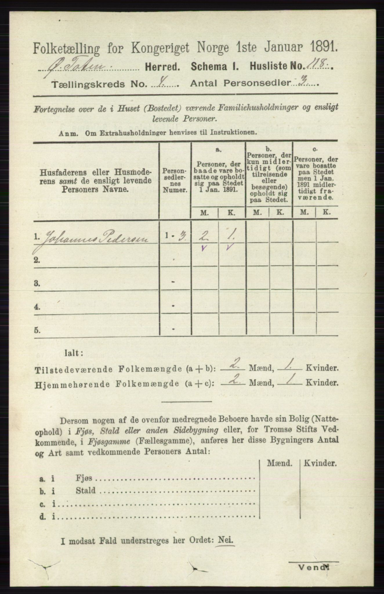 RA, 1891 census for 0528 Østre Toten, 1891, p. 2375