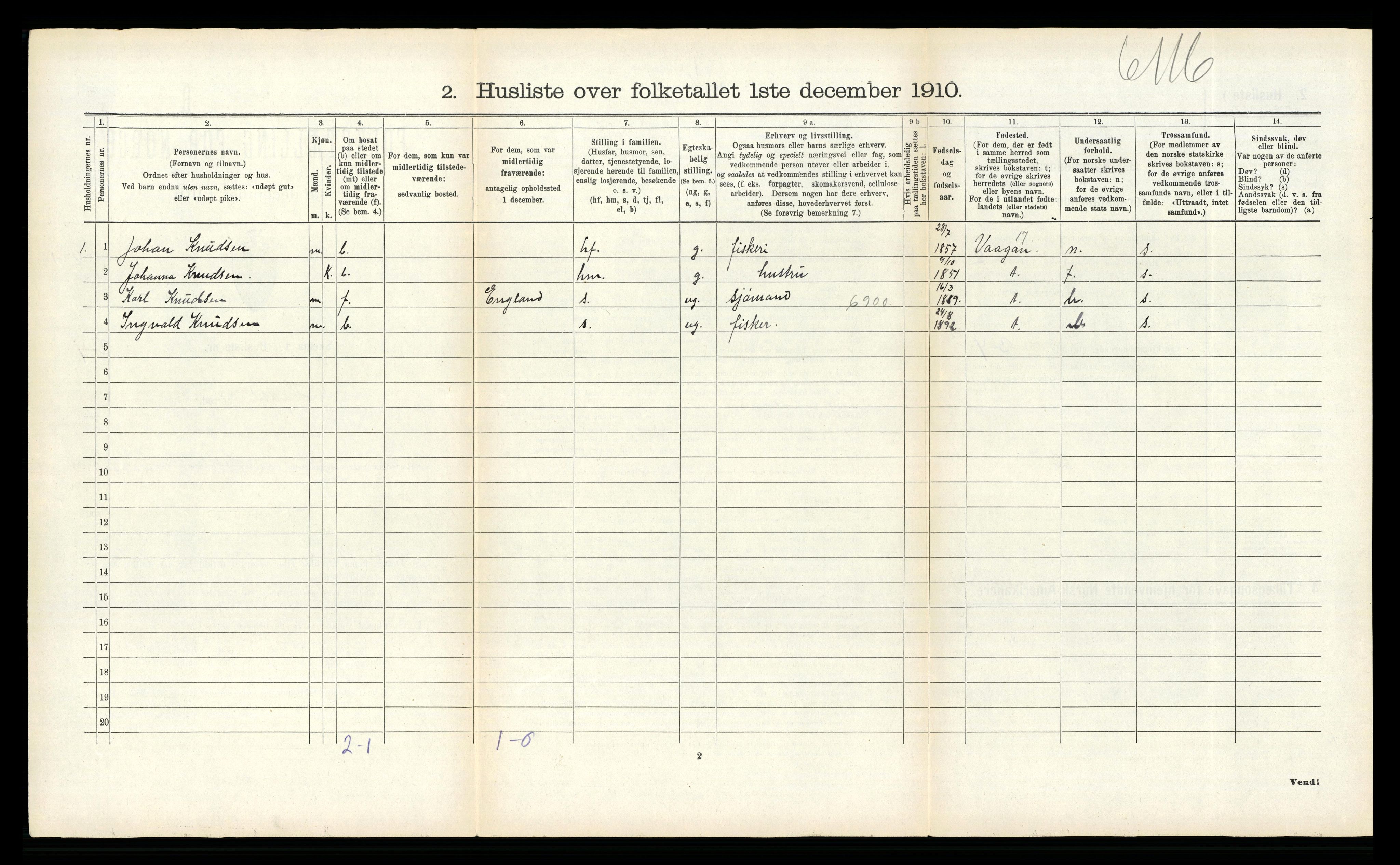 RA, 1910 census for Hadsel, 1910, p. 620