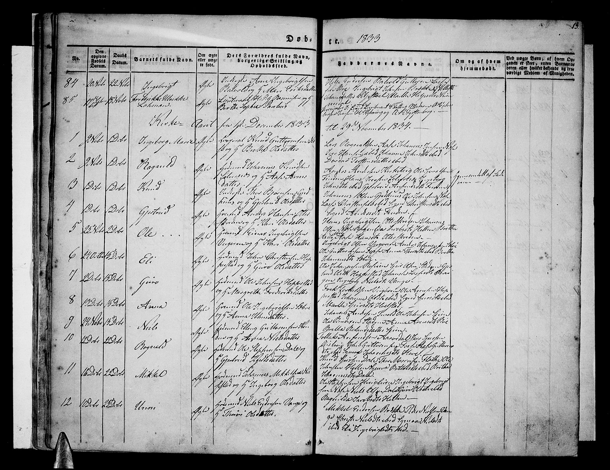 Vik sokneprestembete, AV/SAB-A-81501/H/Haa/Haaa/L0007: Parish register (official) no. A 7, 1831-1845, p. 13