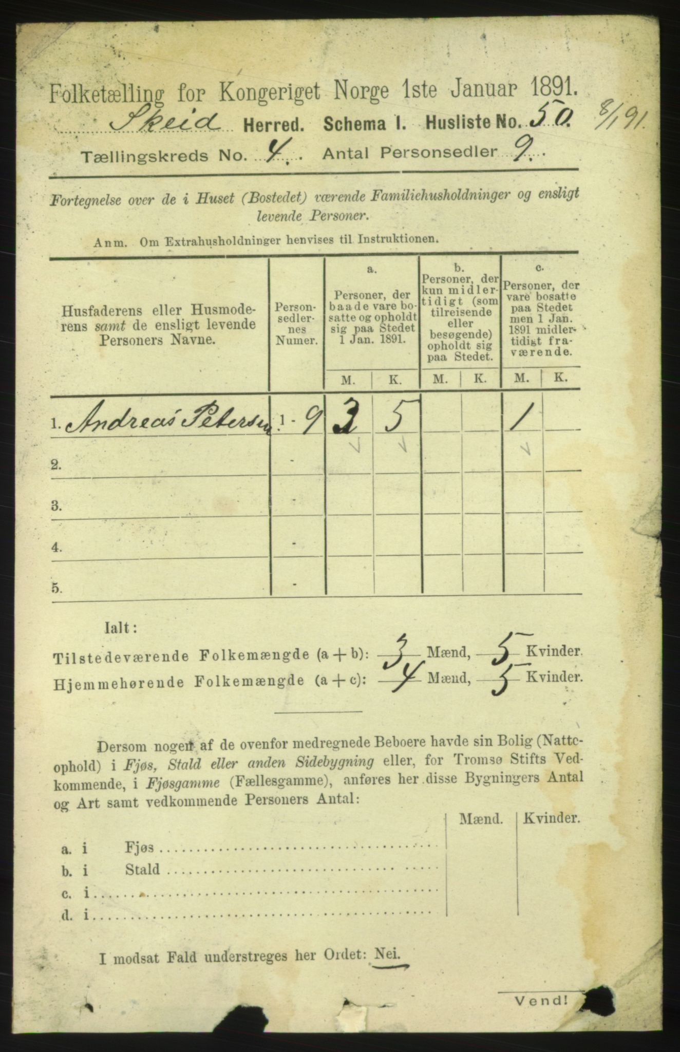 RA, 1891 census for 1732 Skei, 1891, p. 1354