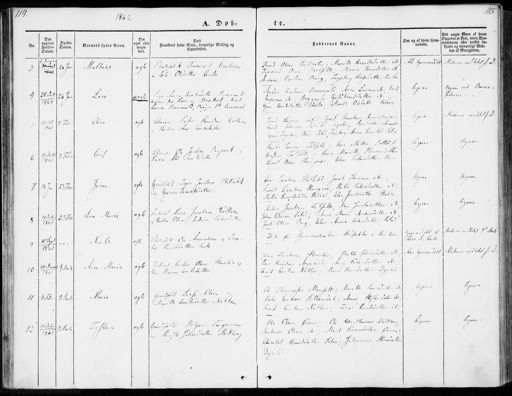 Ministerialprotokoller, klokkerbøker og fødselsregistre - Møre og Romsdal, AV/SAT-A-1454/557/L0680: Parish register (official) no. 557A02, 1843-1869, p. 114-115