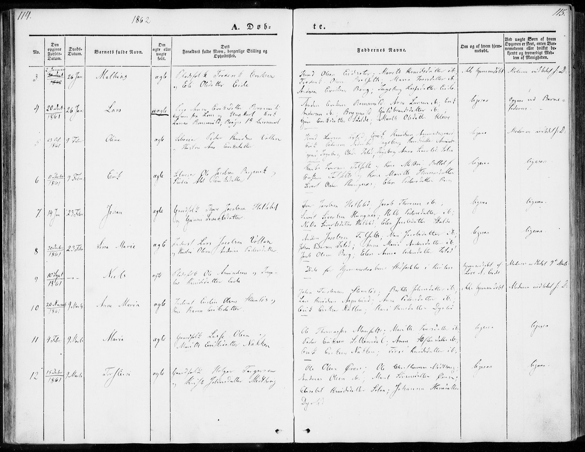 Ministerialprotokoller, klokkerbøker og fødselsregistre - Møre og Romsdal, SAT/A-1454/557/L0680: Parish register (official) no. 557A02, 1843-1869, p. 114-115