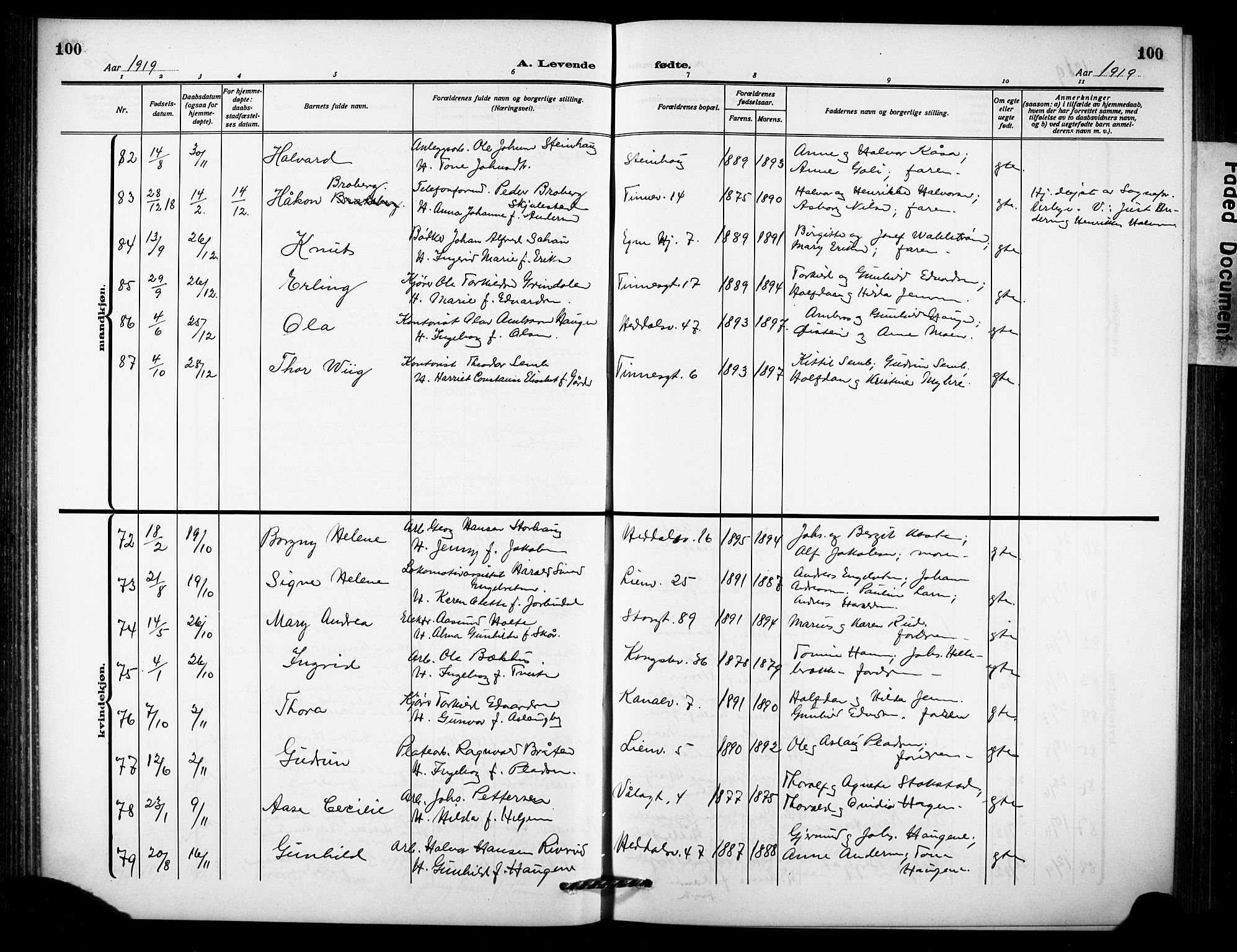 Notodden kirkebøker, AV/SAKO-A-290/G/Ga/L0001: Parish register (copy) no. 1, 1912-1923, p. 100